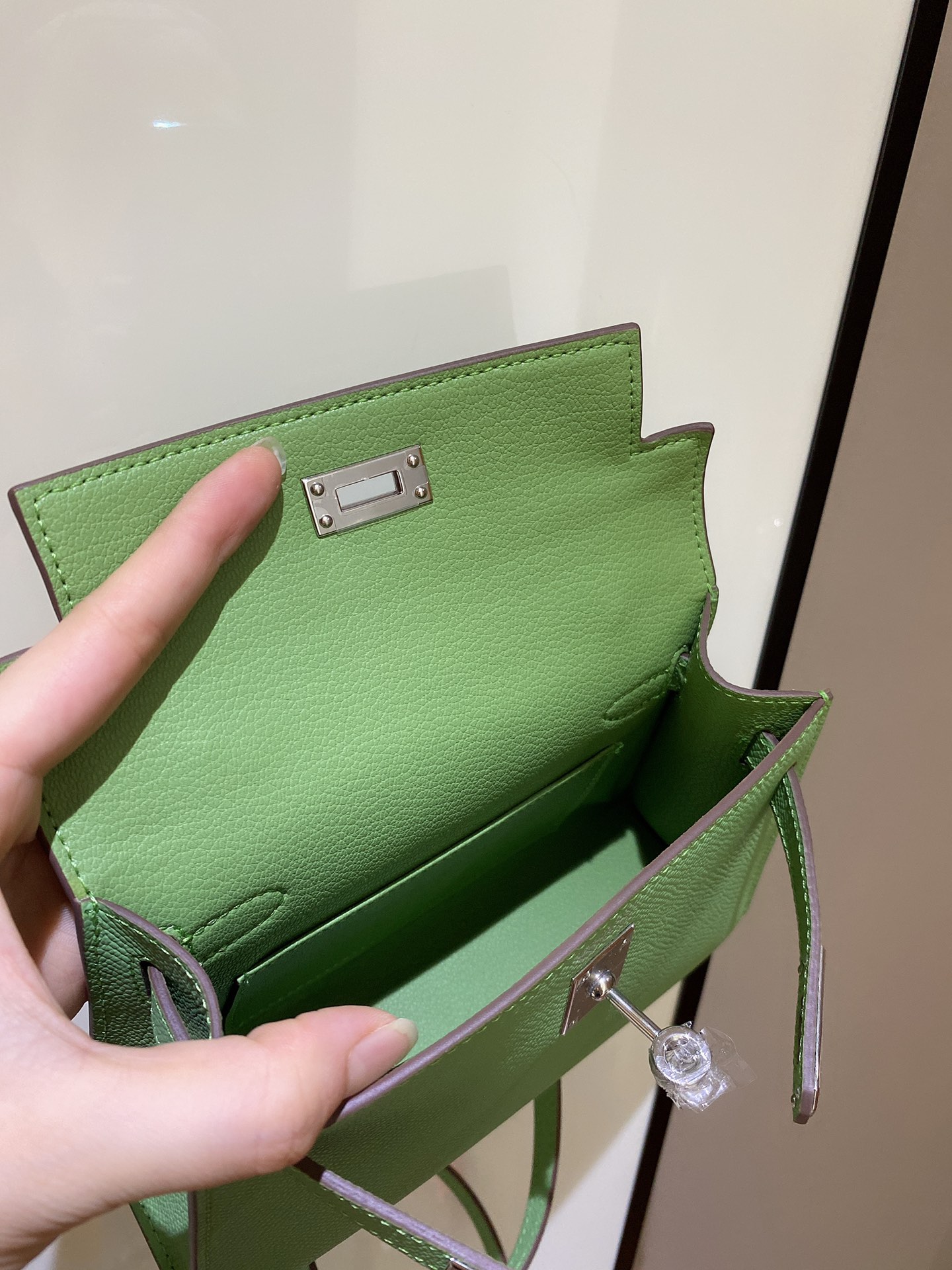 [TOP] HERMES Mini Kelly II Epsom Leather 19cm - Avocado Green