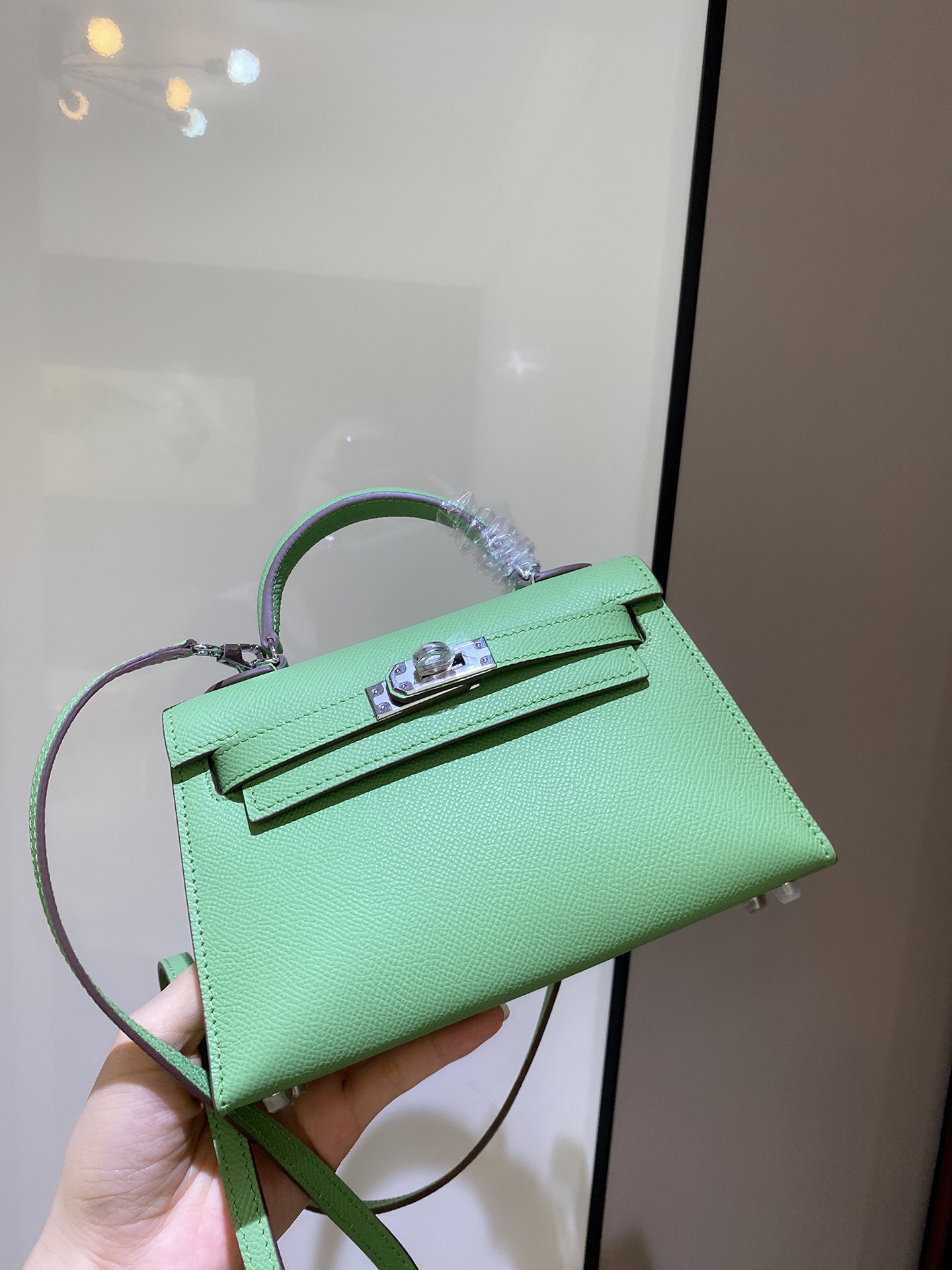 [TOP] HERMES Mini Kelly II Epsom Leather 19cm - Avocado Green