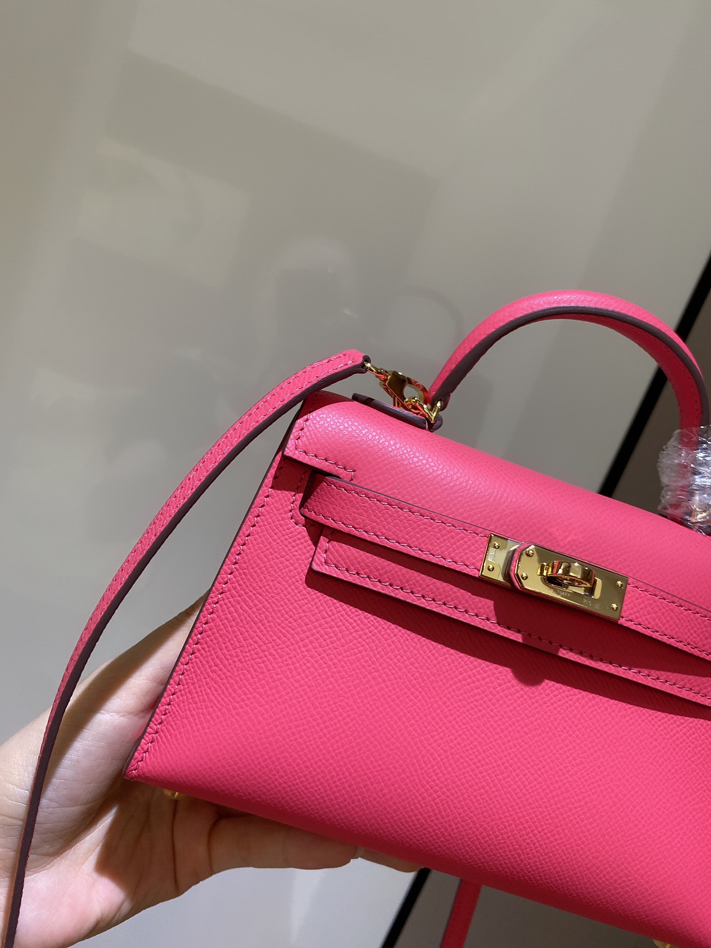 [TOP] HERMES Epsom Kelly Mini 19 CM - Lipstick Powder & GHW