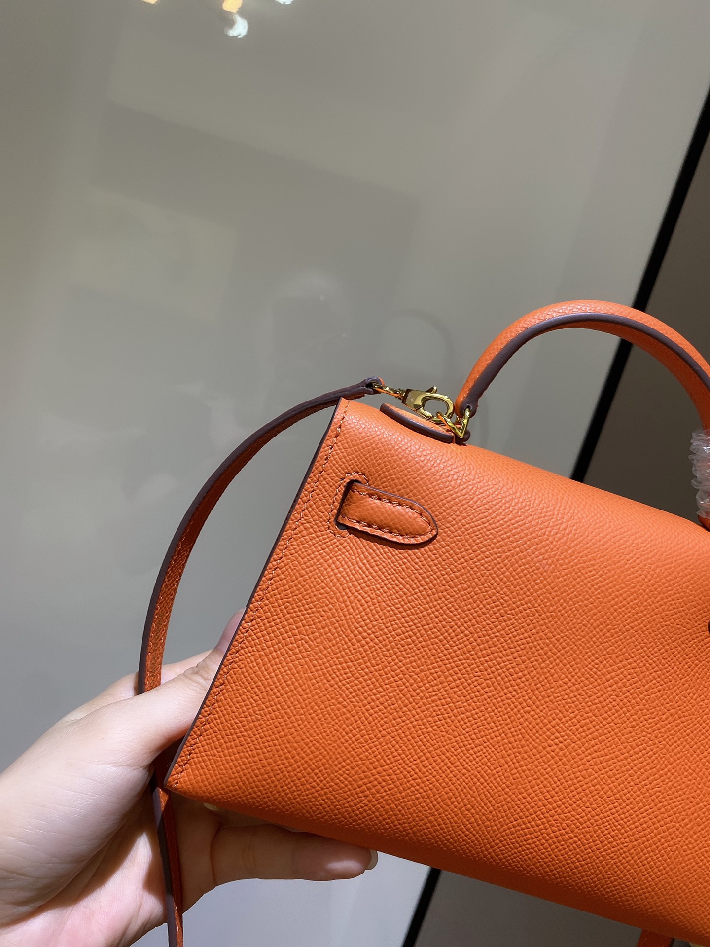 [TOP] HERMES Mini Kelly II Epsom Leather 19cm -  Orange & GHW