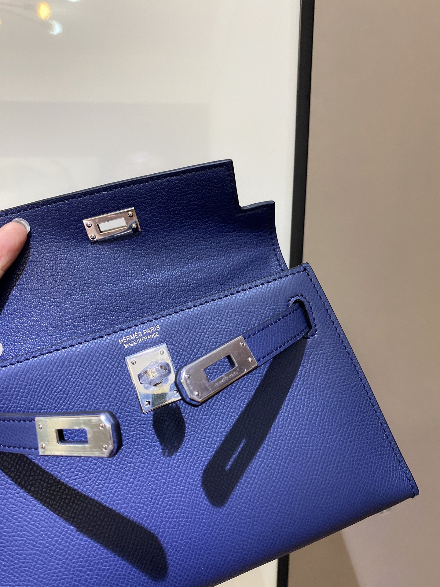 [TOP] HERMES Mini Kelly II Epsom Leather 19cm - Dark blue