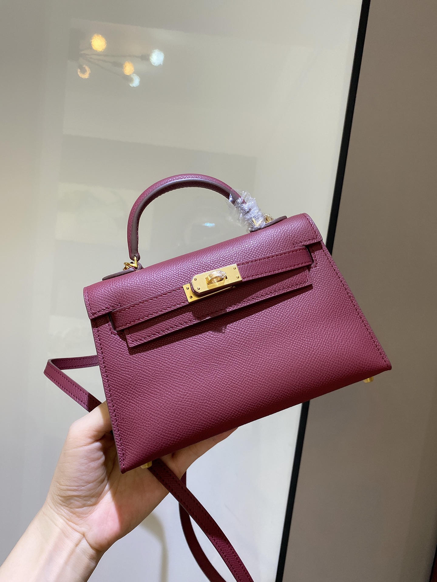 [TOP] HERMES Epsom Kelly Mini 19 CM - Red & GHW