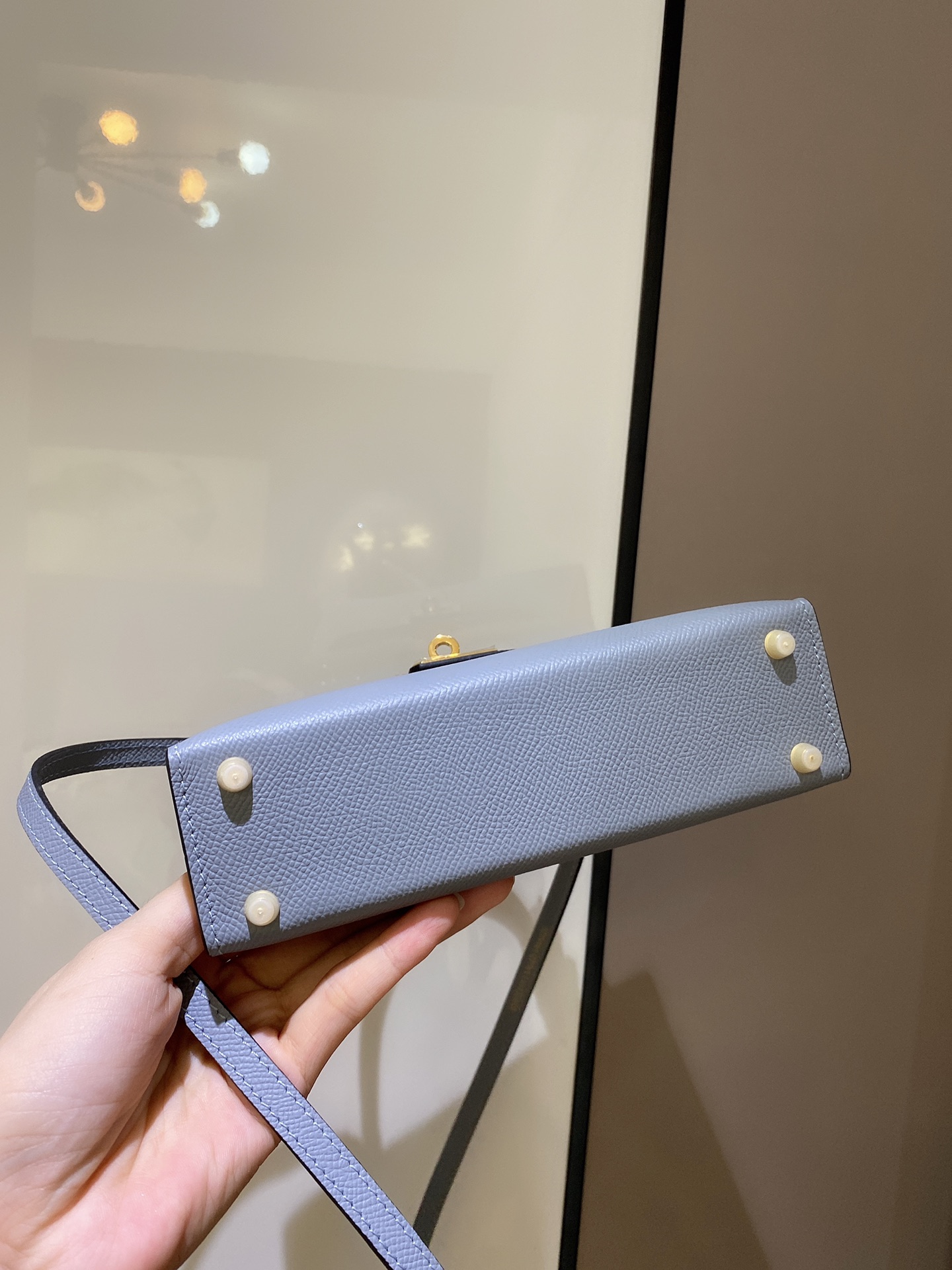 [TOP] HERMES Mini Kelly II Epsom Leather 19cm - Haze Blue