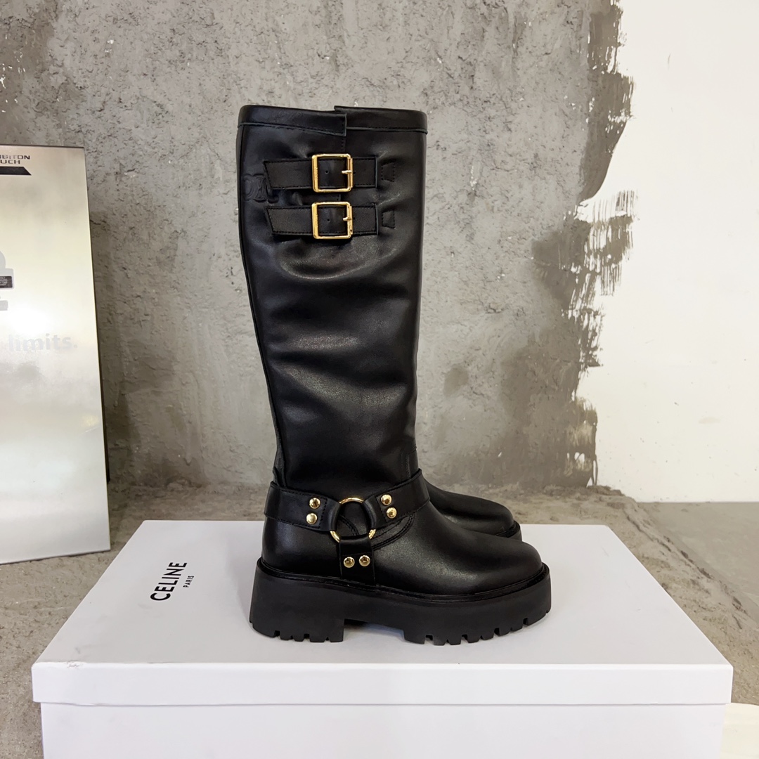 [TOP] CELINE Platform High Calf Martin Boots - 3 Colors - Cline