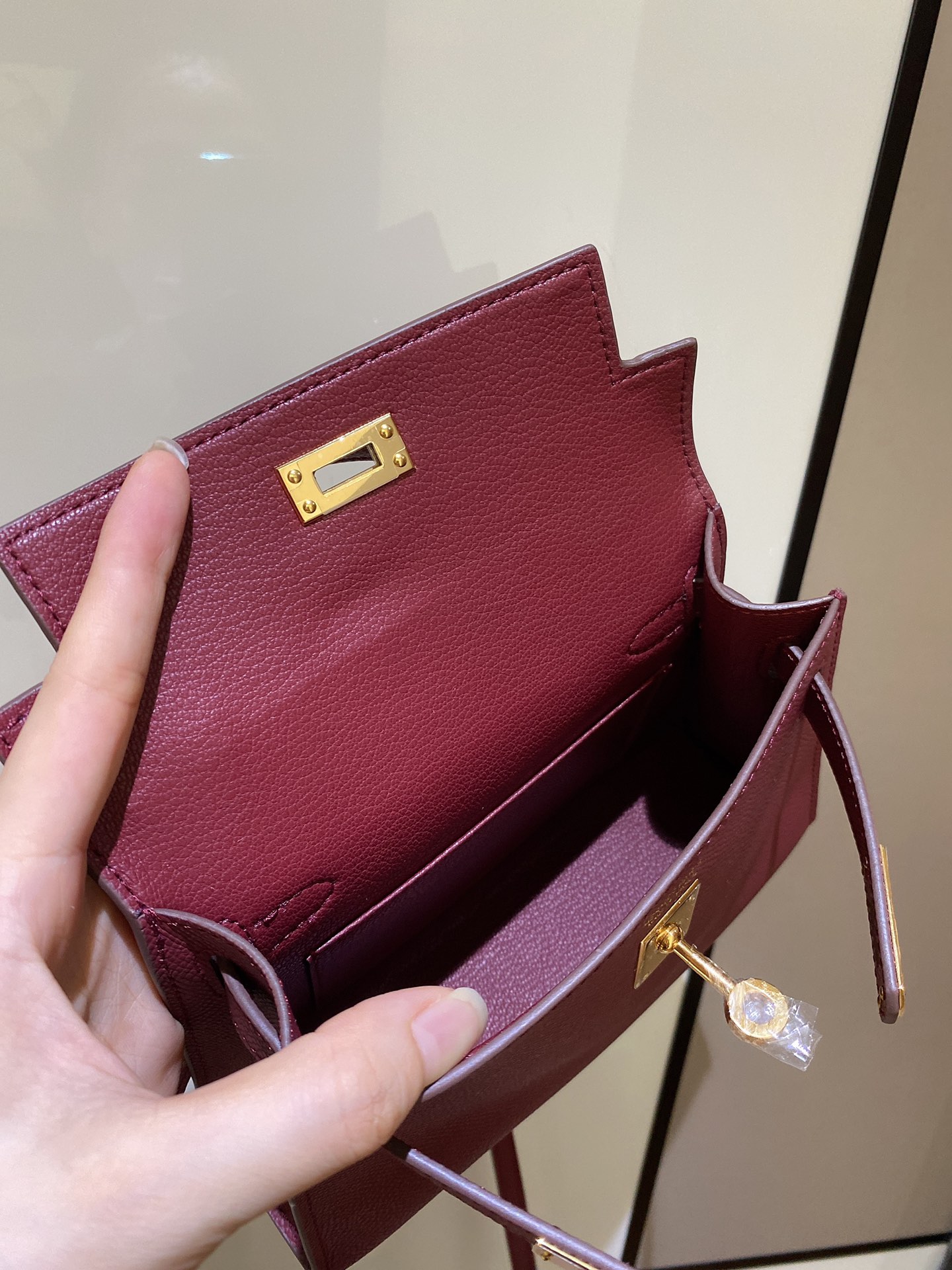 [TOP] HERMES Epsom Kelly Mini 19 CM - Red & GHW