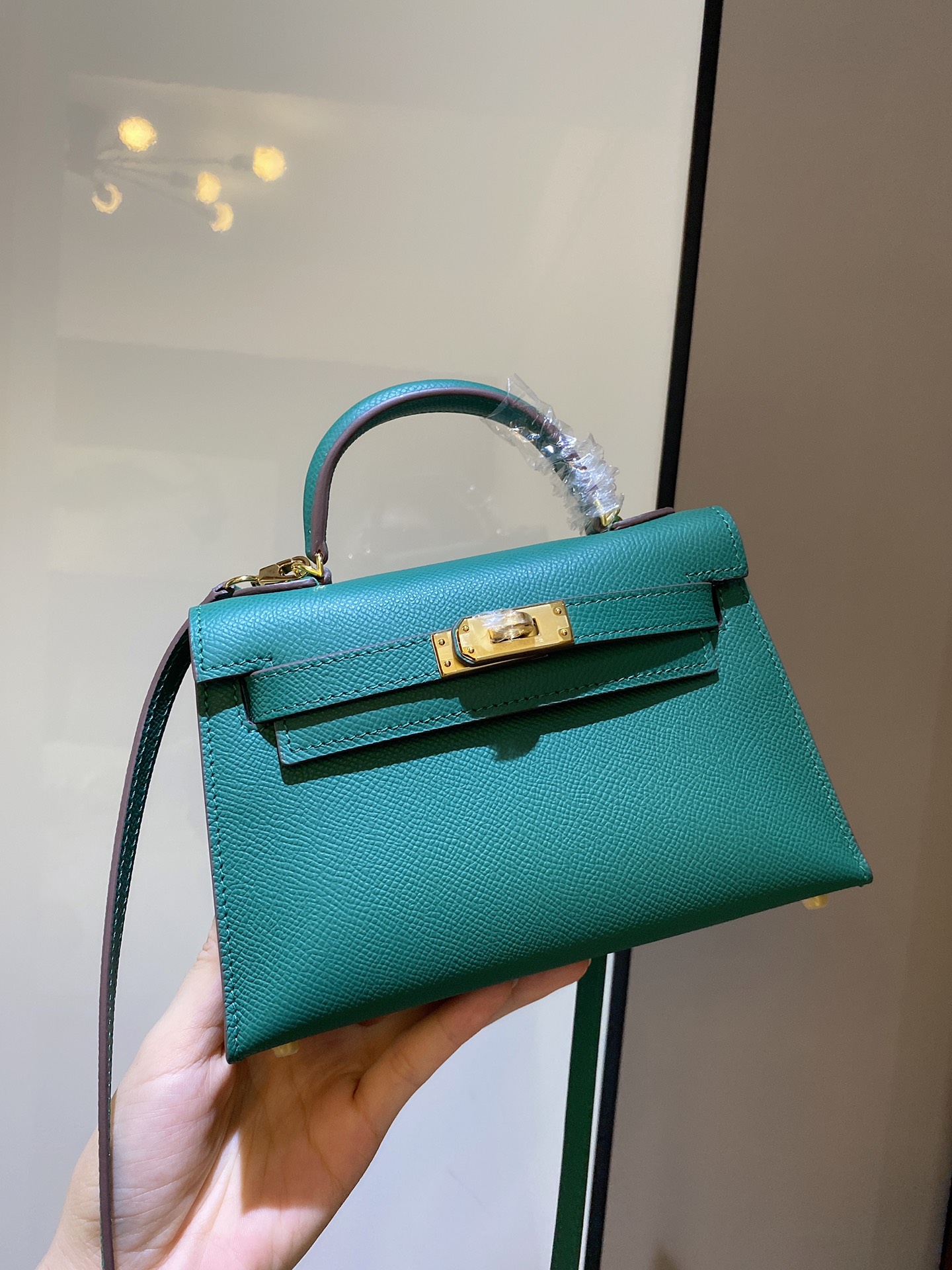 [TOP] HERMES Epsom Kelly Mini 19 CM - Malachite Green & GHW