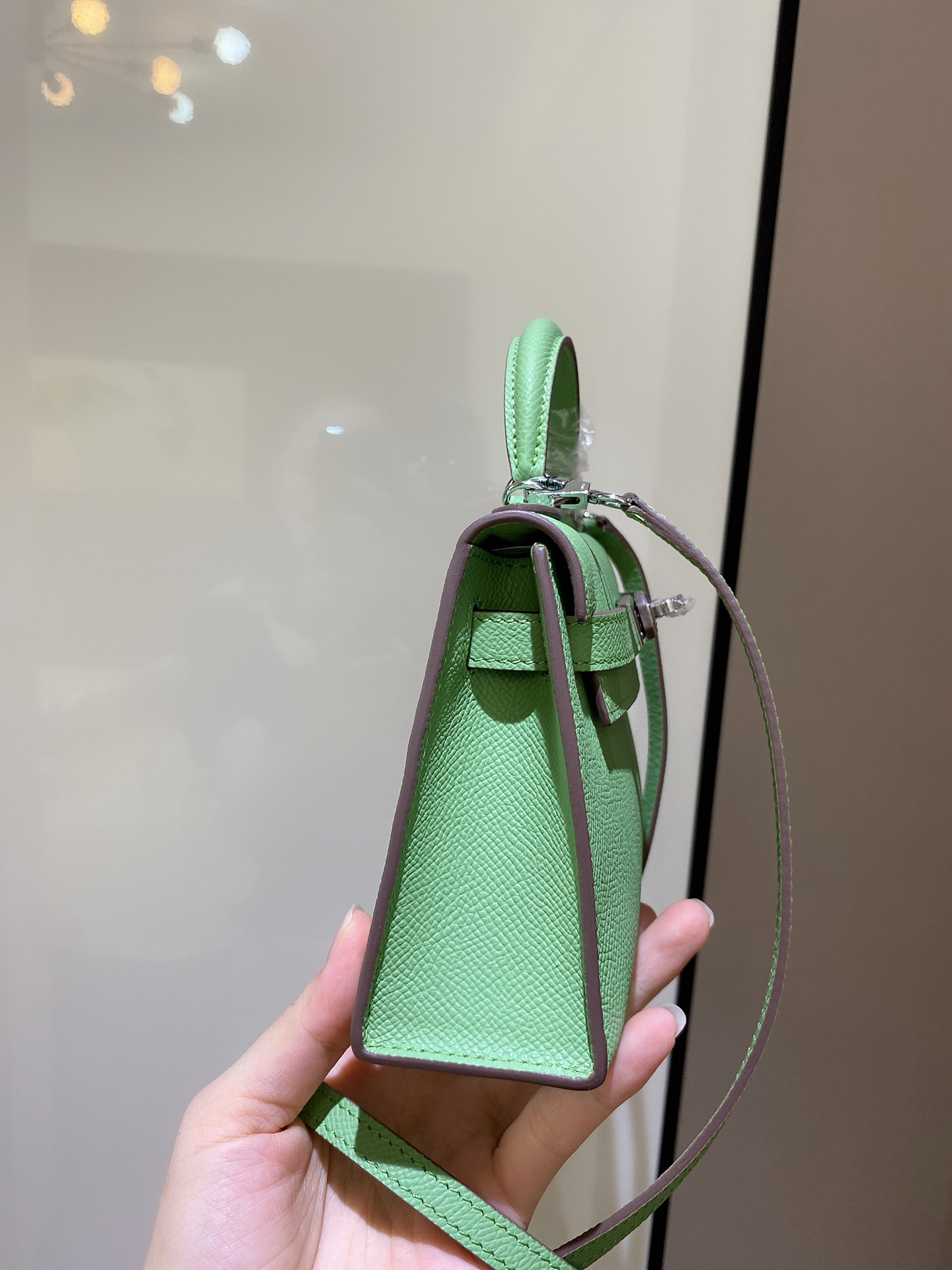 [TOP] HERMES Mini Kelly II Epsom Leather 19cm - Avocado Green