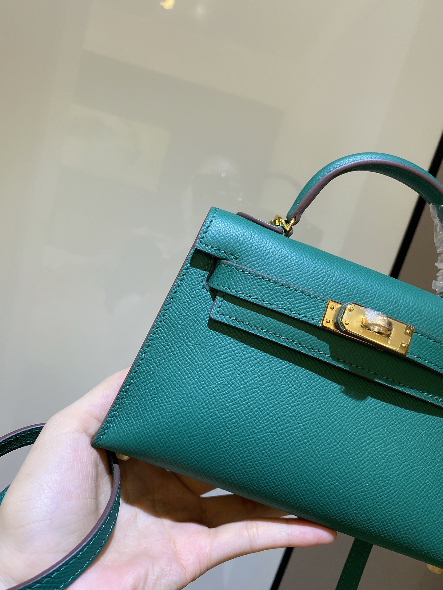 [TOP] HERMES Epsom Kelly Mini 19 CM - Malachite Green & GHW