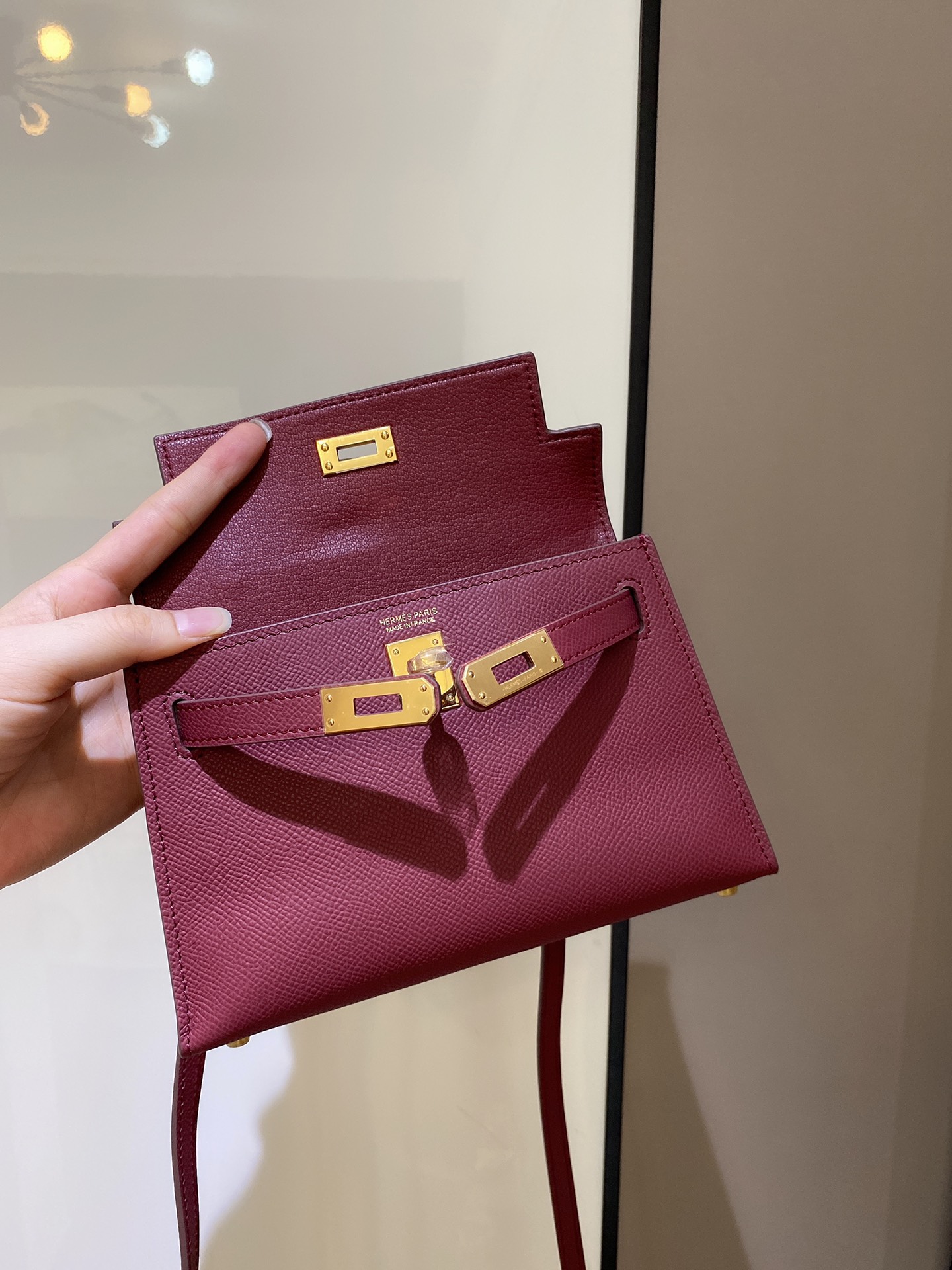 [TOP] HERMES Epsom Kelly Mini 19 CM - Red & GHW