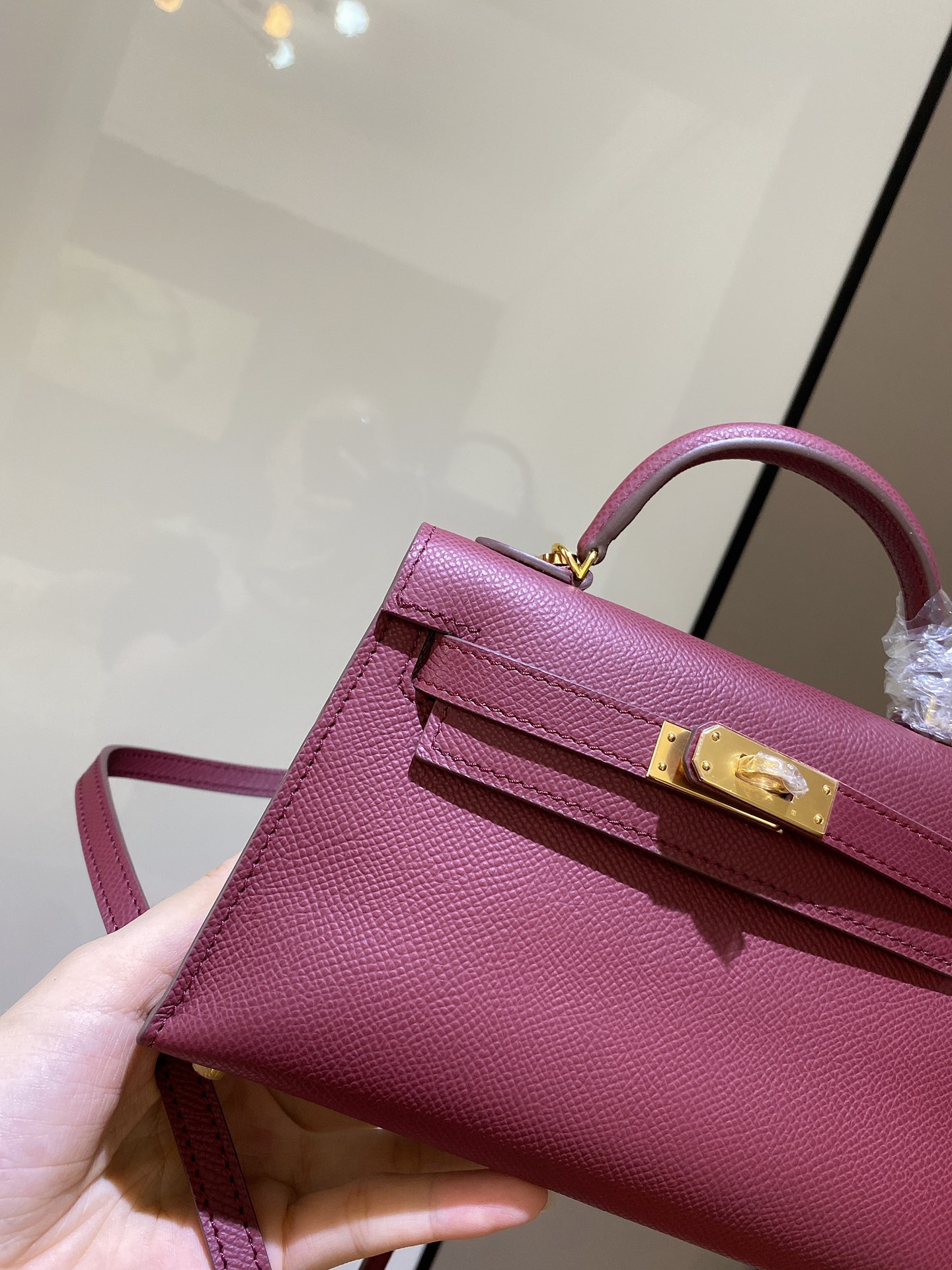 [TOP] HERMES Epsom Kelly Mini 19 CM - Red & GHW