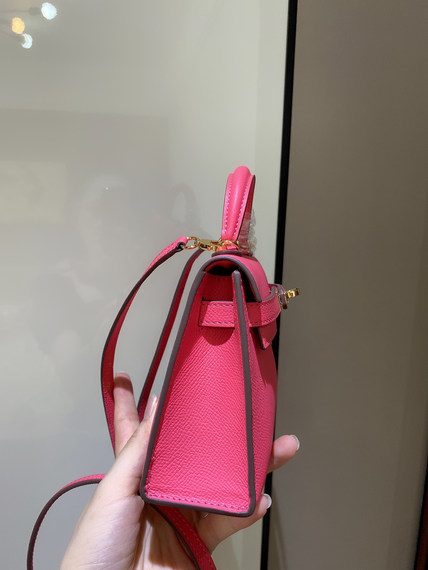 [TOP] HERMES Epsom Kelly Mini 19 CM - Lipstick Powder & GHW