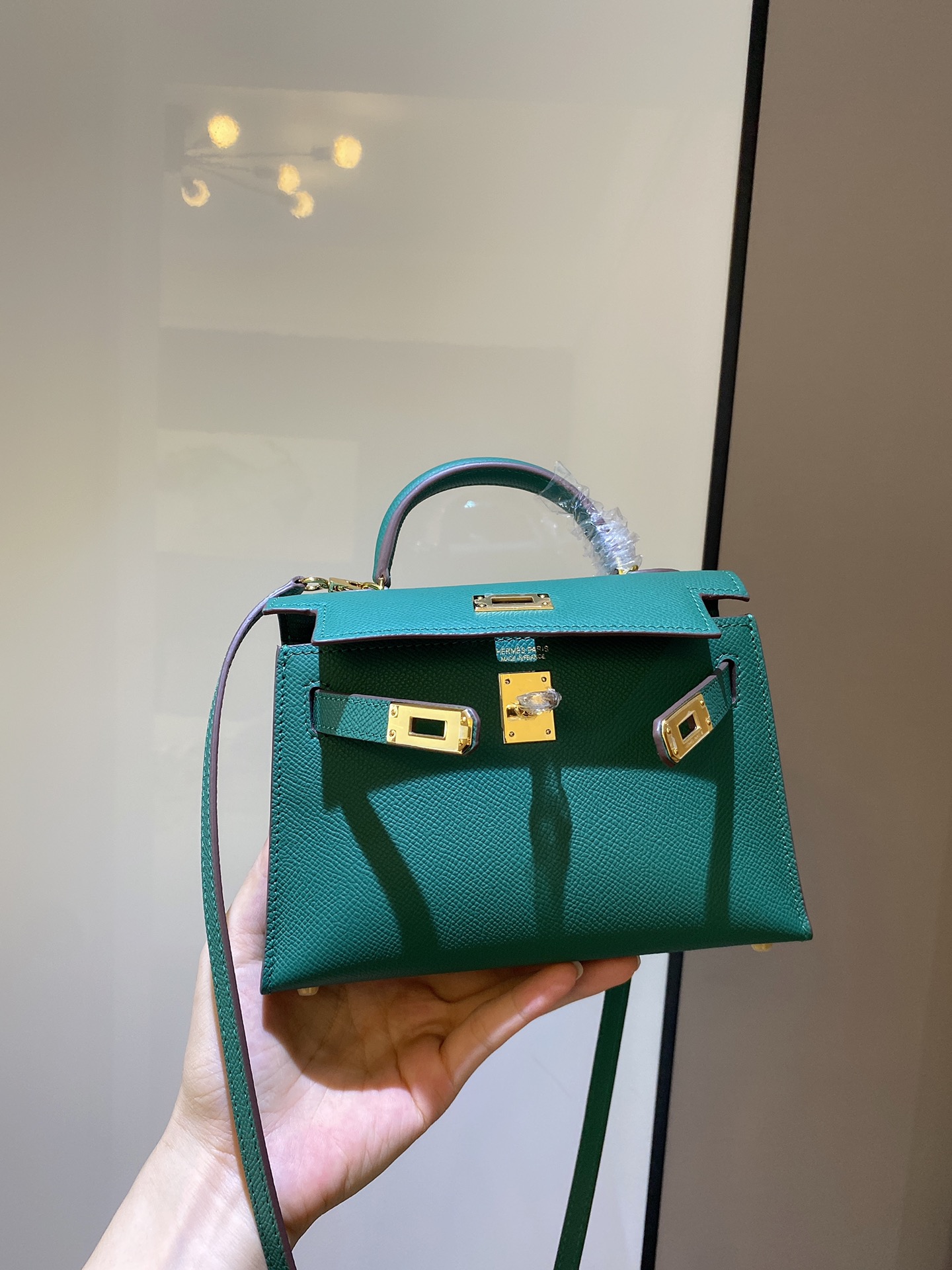[TOP] HERMES Epsom Kelly Mini 19 CM - Malachite Green & GHW