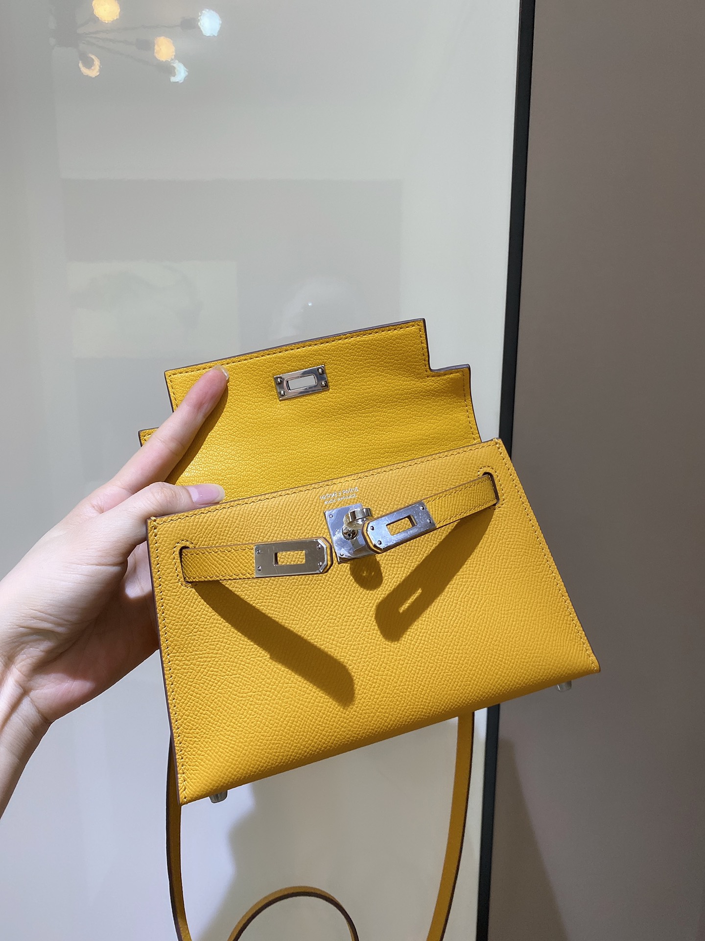 [TOP] HERMES Mini Kelly II Epsom Leather 19cm - Yellow
