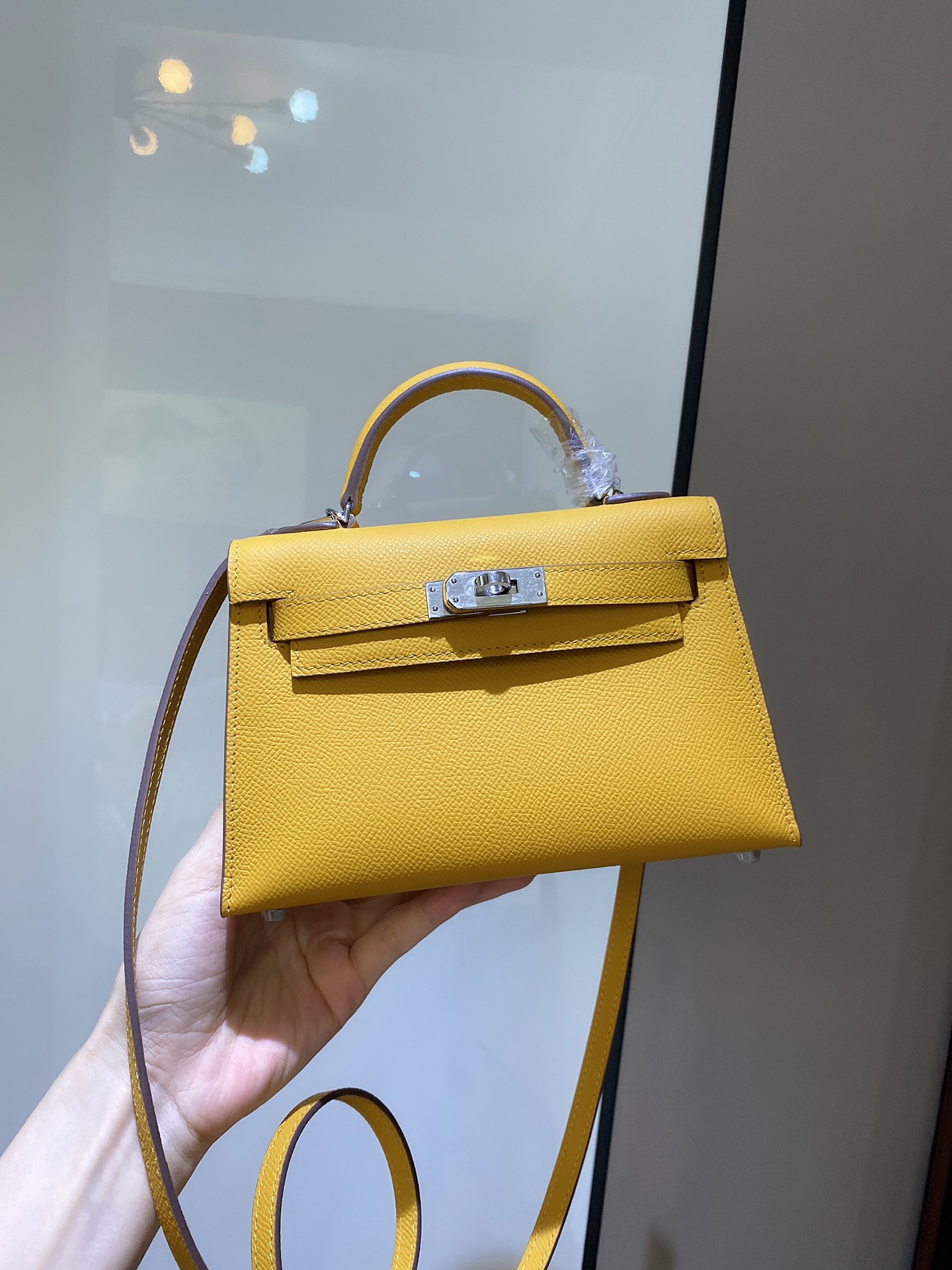 [TOP] HERMES Mini Kelly II Epsom Leather 19cm - Yellow