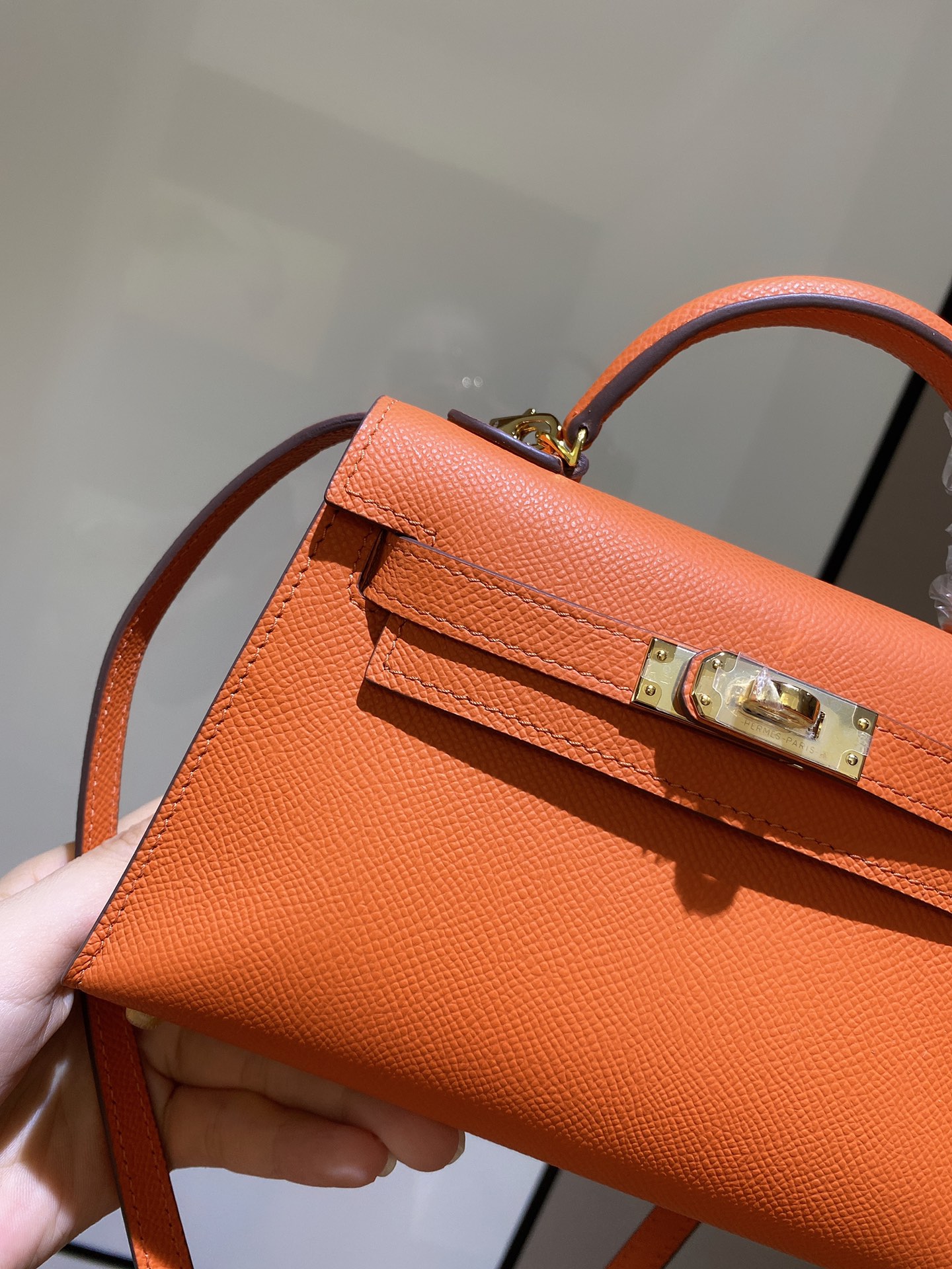 [TOP] HERMES Mini Kelly II Epsom Leather 19cm -  Orange & GHW