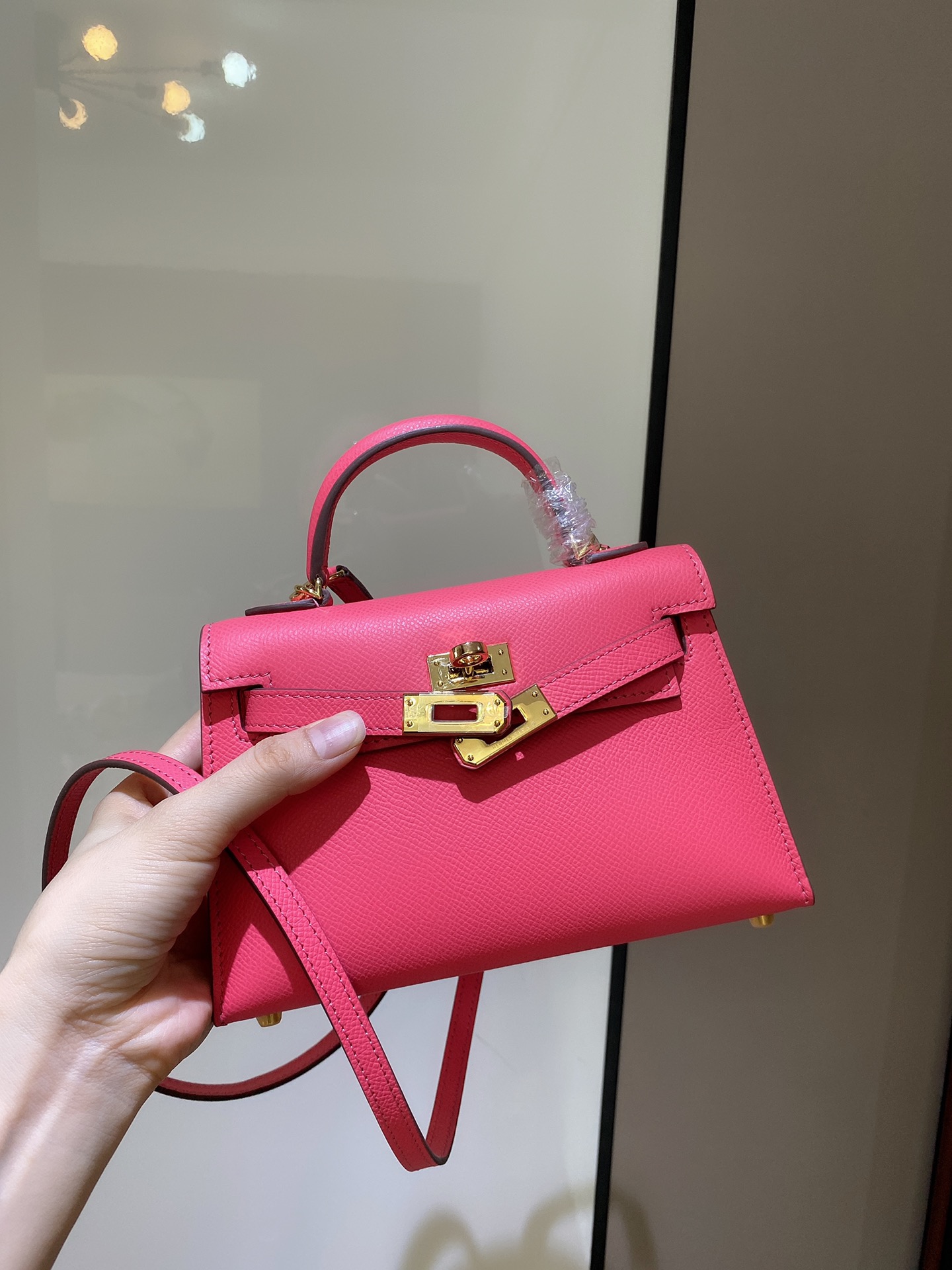 [TOP] HERMES Epsom Kelly Mini 19 CM - Lipstick Powder & GHW