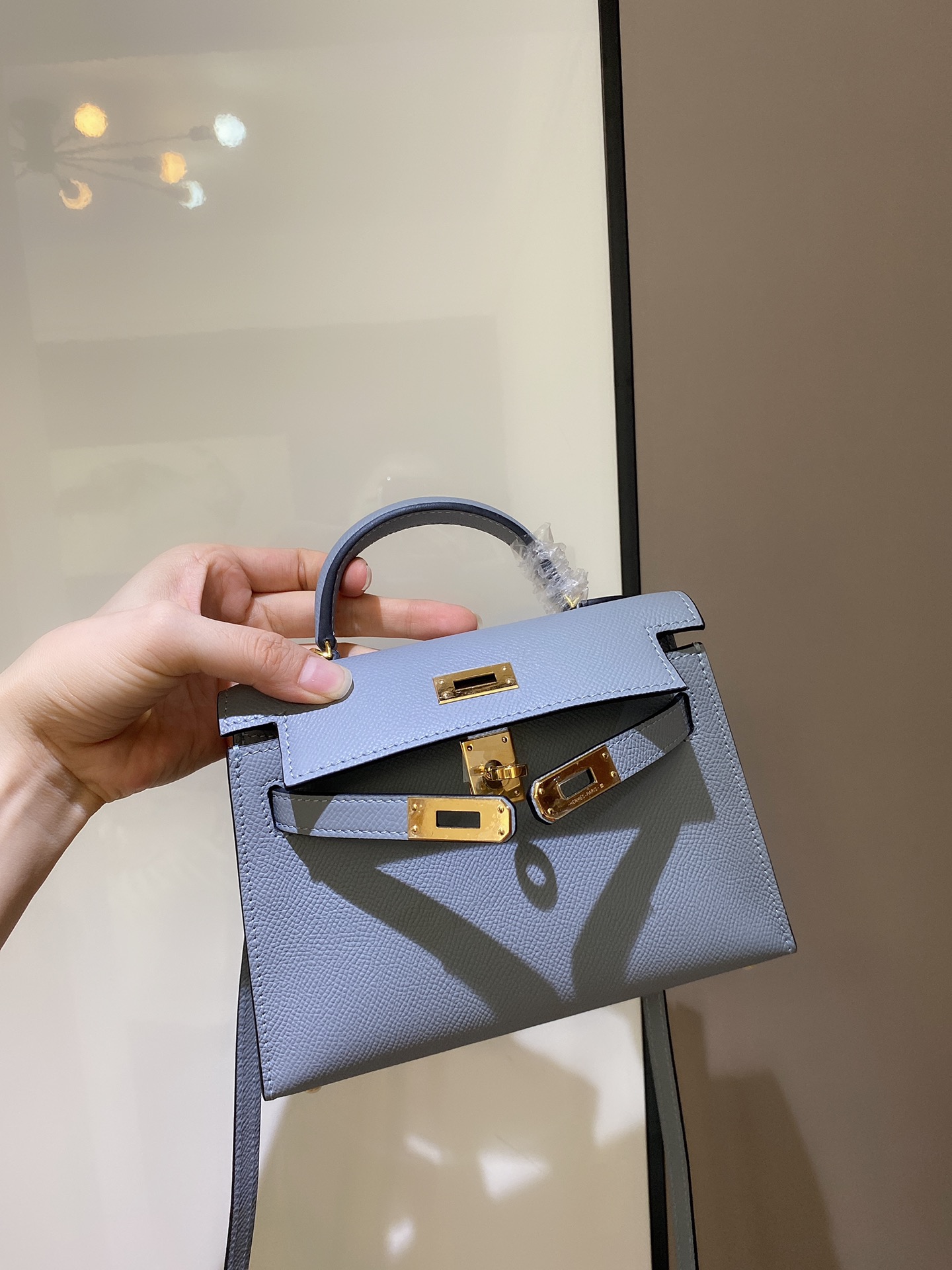 [TOP] HERMES Mini Kelly II Epsom Leather 19cm - Haze Blue