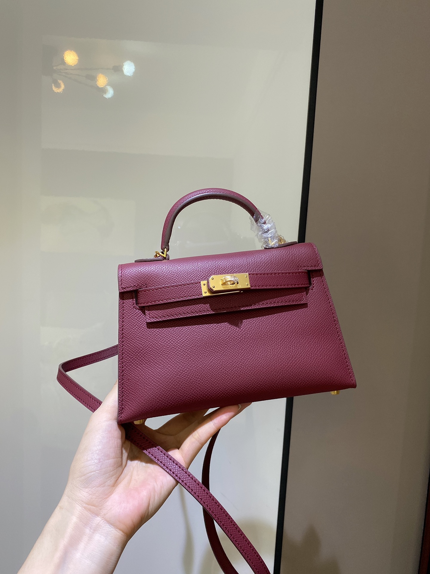 [TOP] HERMES Epsom Kelly Mini 19 CM - Red & GHW