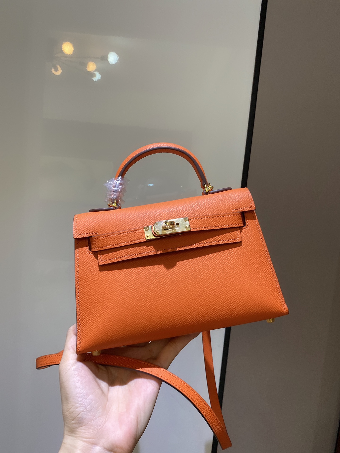 [TOP] HERMES Mini Kelly II Epsom Leather 19cm -  Orange & GHW