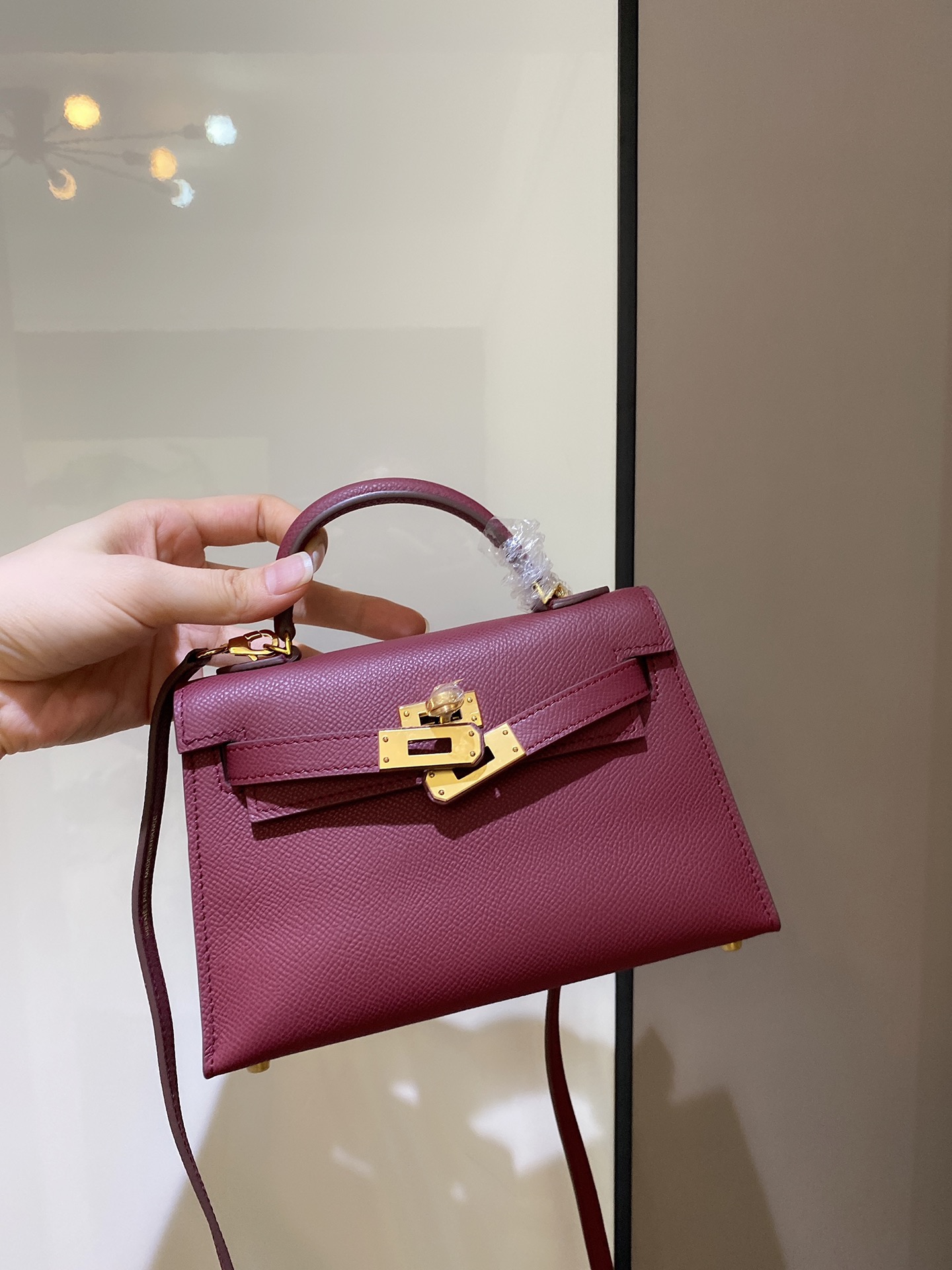 [TOP] HERMES Epsom Kelly Mini 19 CM - Red & GHW
