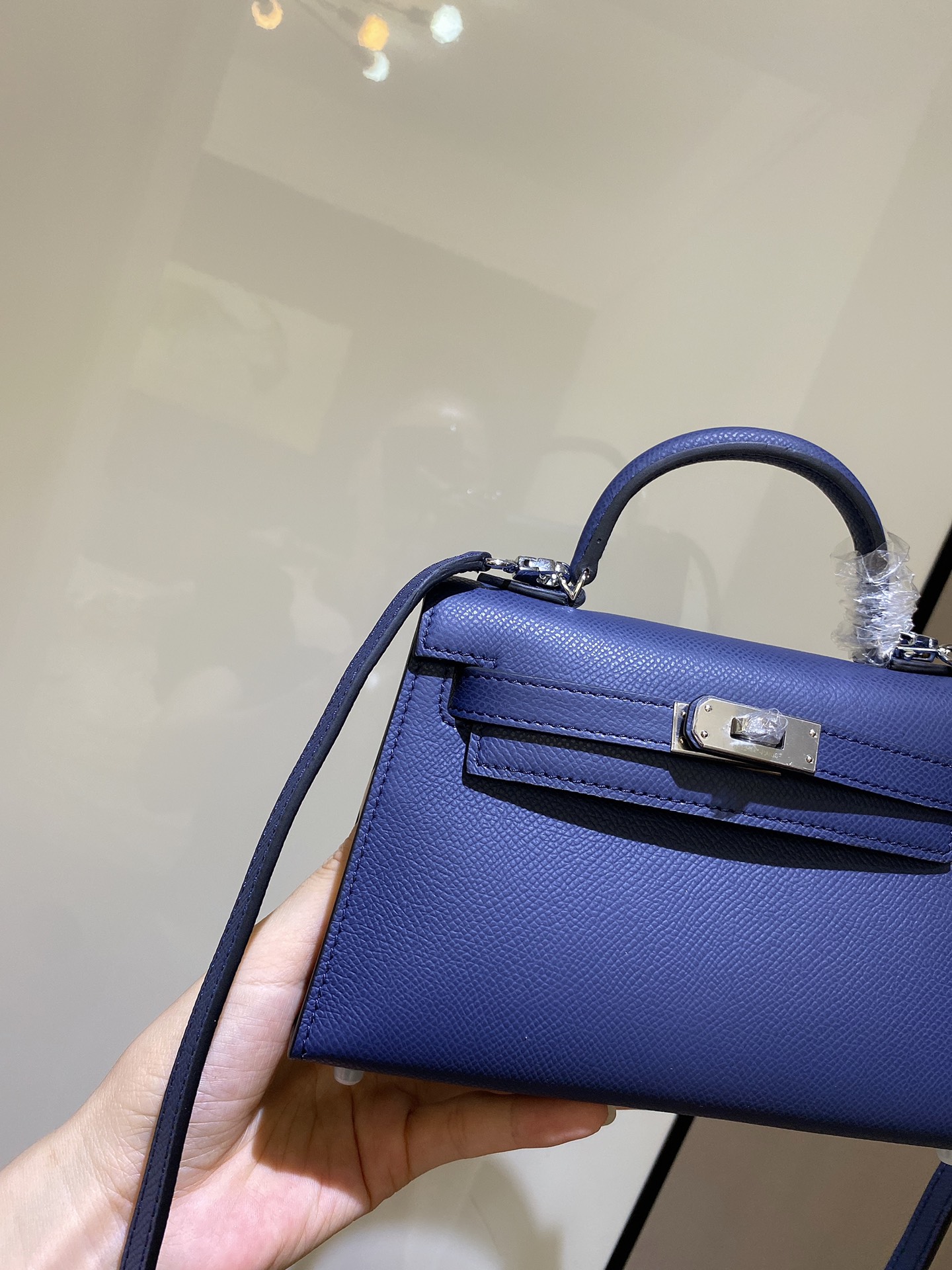 [TOP] HERMES Mini Kelly II Epsom Leather 19cm - Dark blue