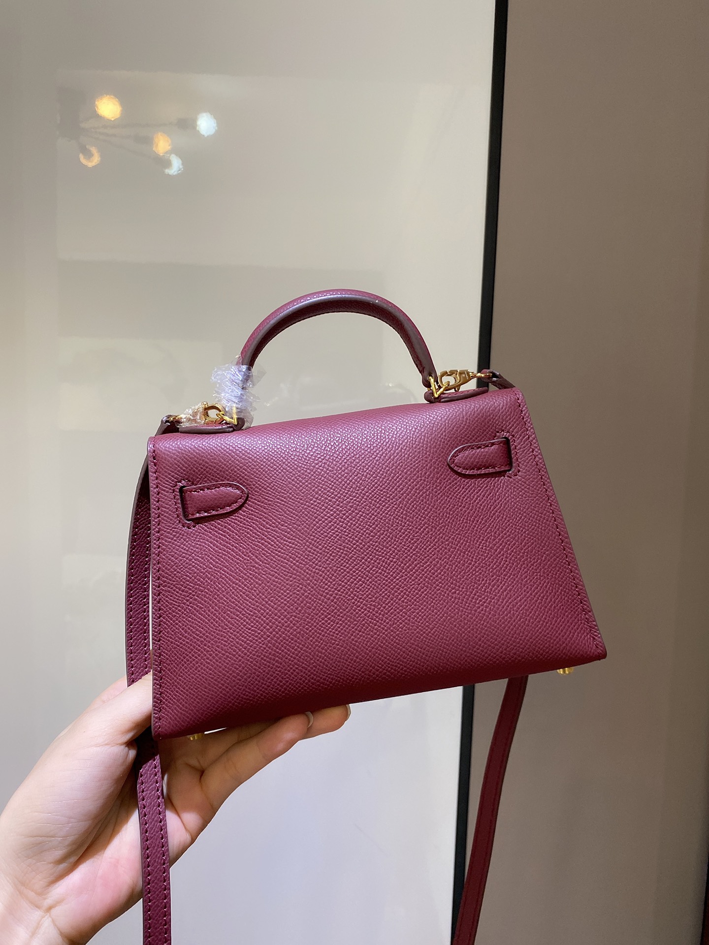 [TOP] HERMES Epsom Kelly Mini 19 CM - Red & GHW