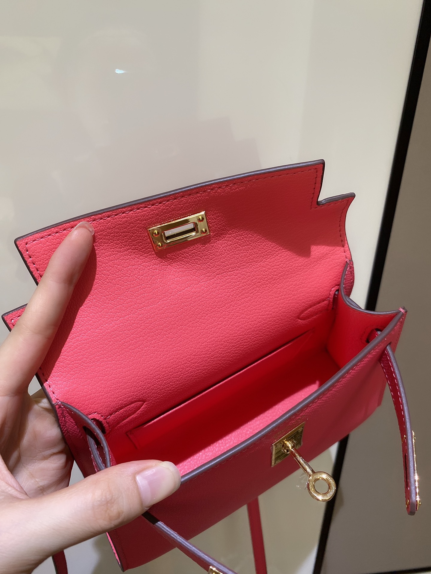 [TOP] HERMES Epsom Kelly Mini 19 CM - Lipstick Powder & GHW