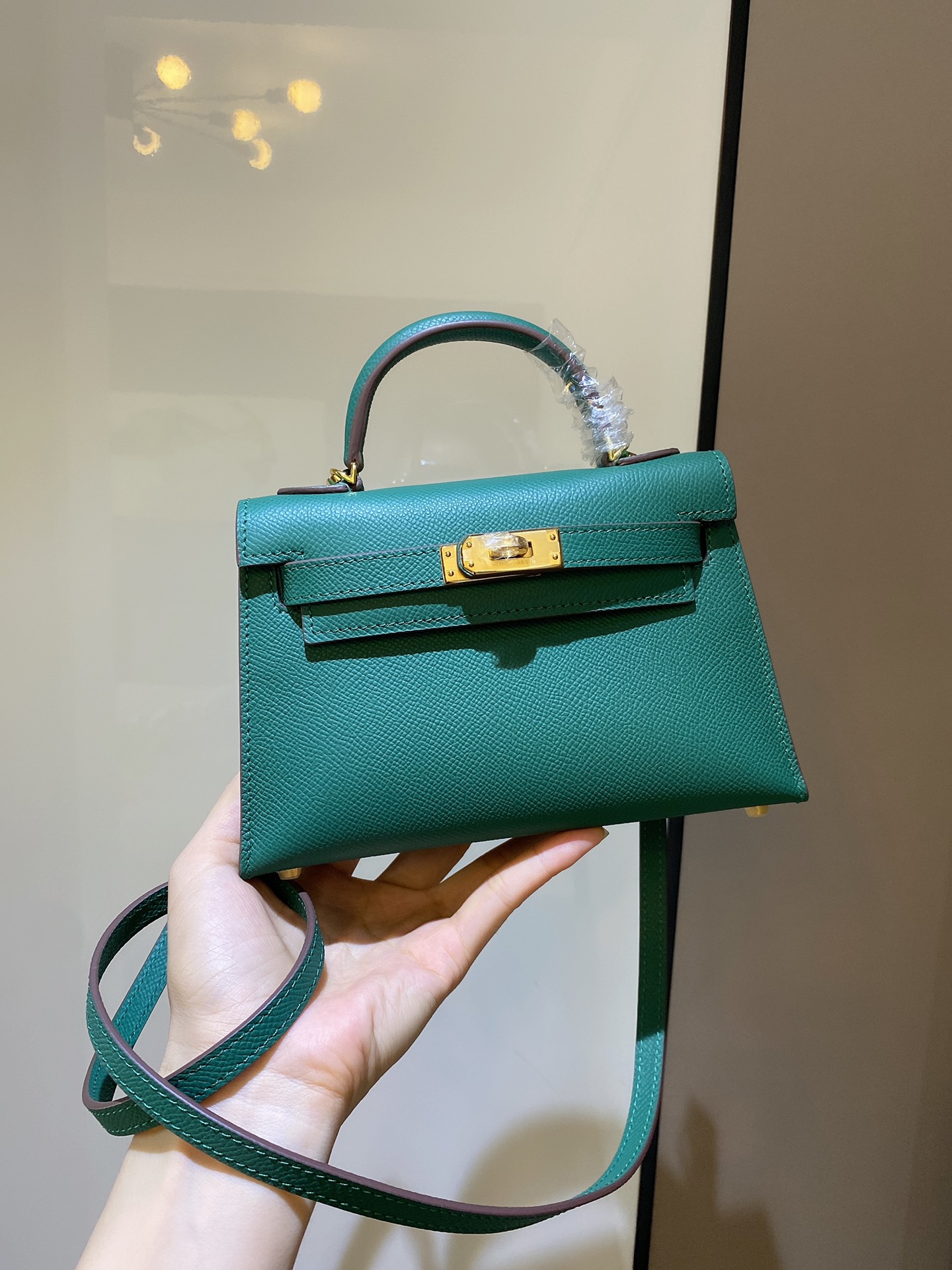 [TOP] HERMES Epsom Kelly Mini 19 CM - Malachite Green & GHW