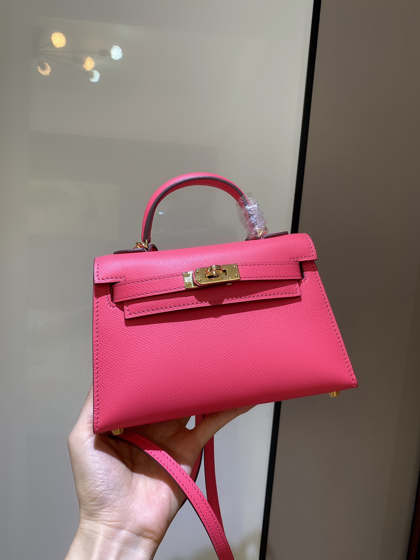 [TOP] HERMES Epsom Kelly Mini 19 CM - Lipstick Powder & GHW
