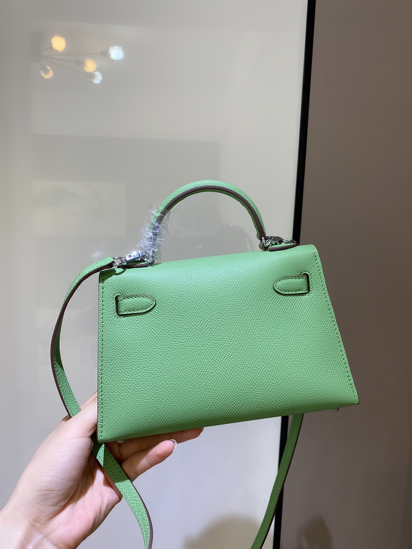 [TOP] HERMES Mini Kelly II Epsom Leather 19cm - Avocado Green