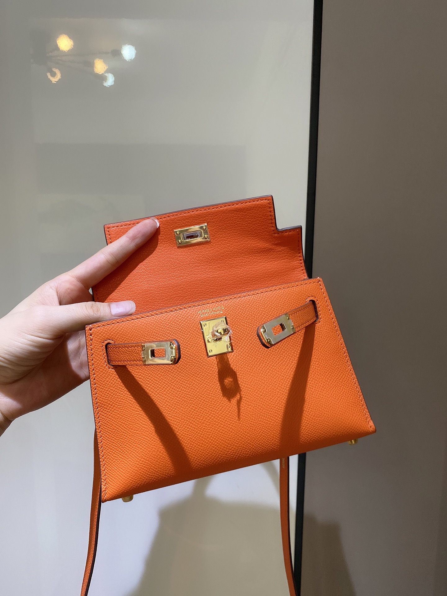 [TOP] HERMES Mini Kelly II Epsom Leather 19cm -  Orange & GHW