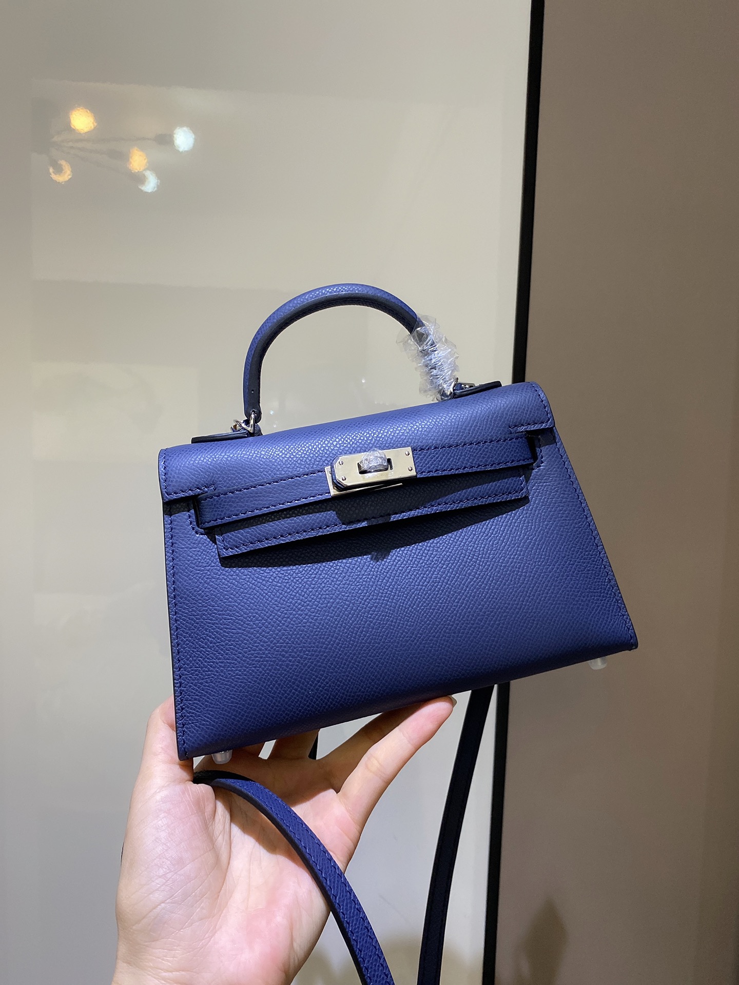 [TOP] HERMES Mini Kelly II Epsom Leather 19cm - Dark blue