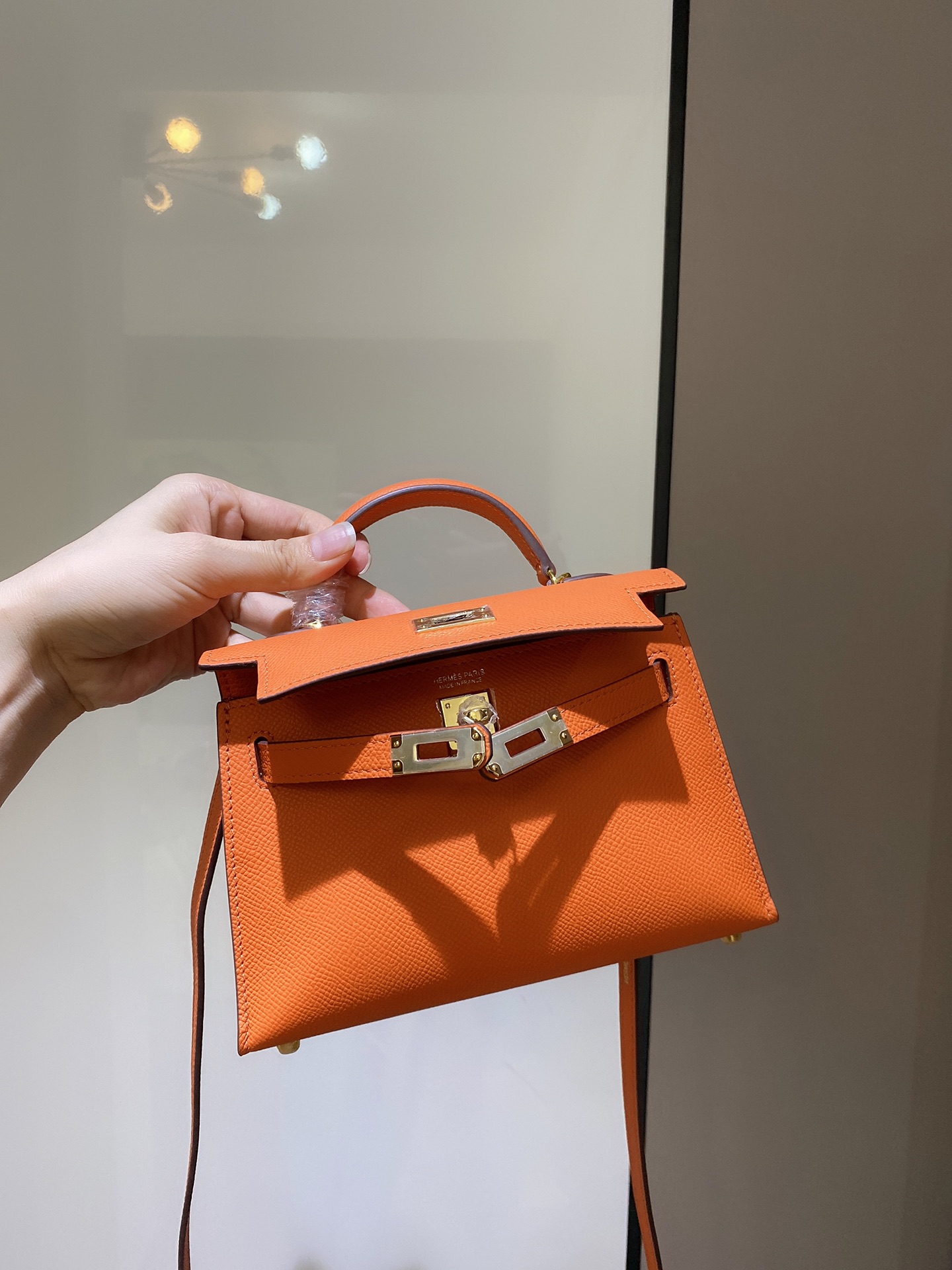 [TOP] HERMES Mini Kelly II Epsom Leather 19cm -  Orange & GHW