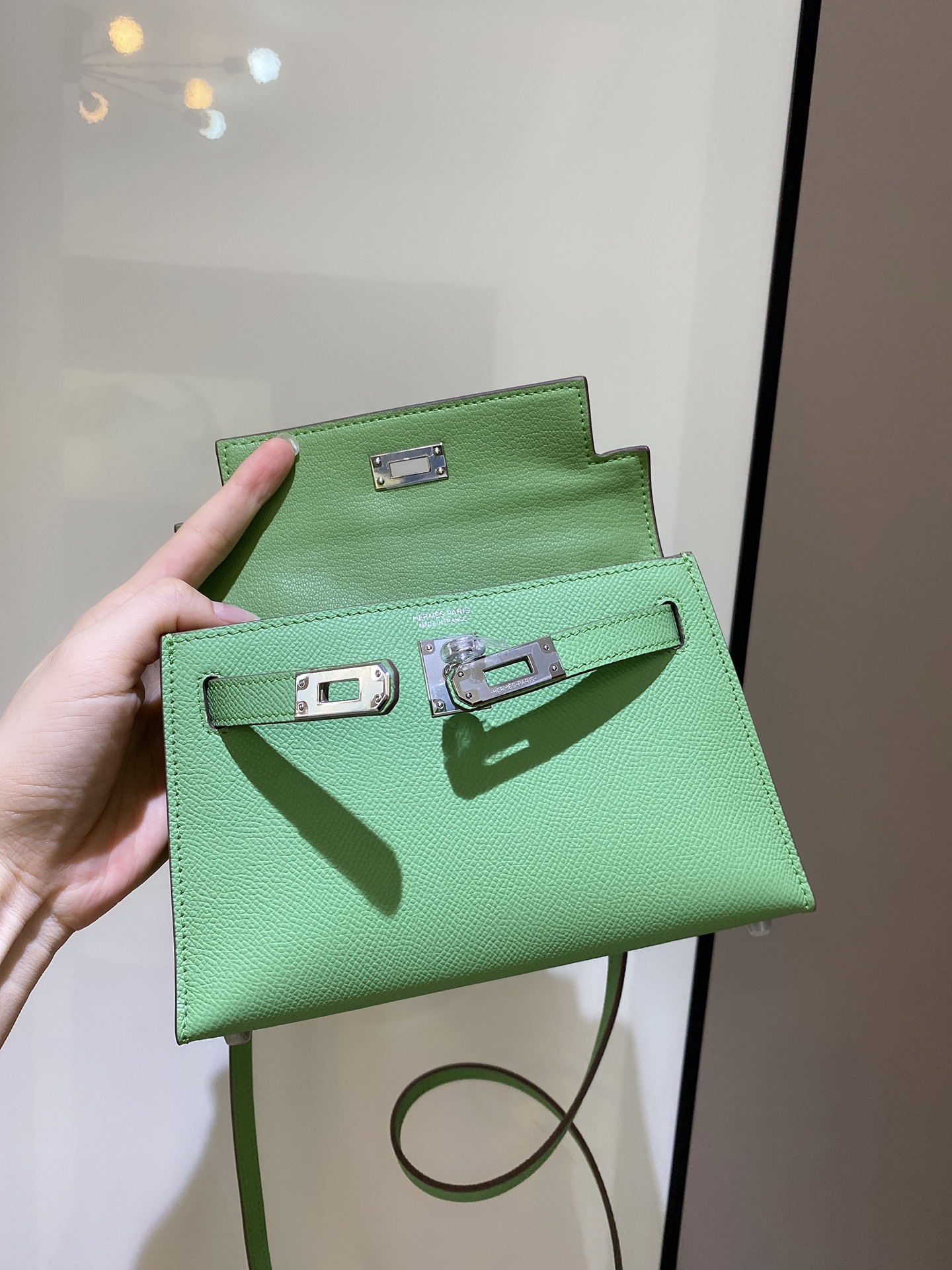 [TOP] HERMES Mini Kelly II Epsom Leather 19cm - Avocado Green
