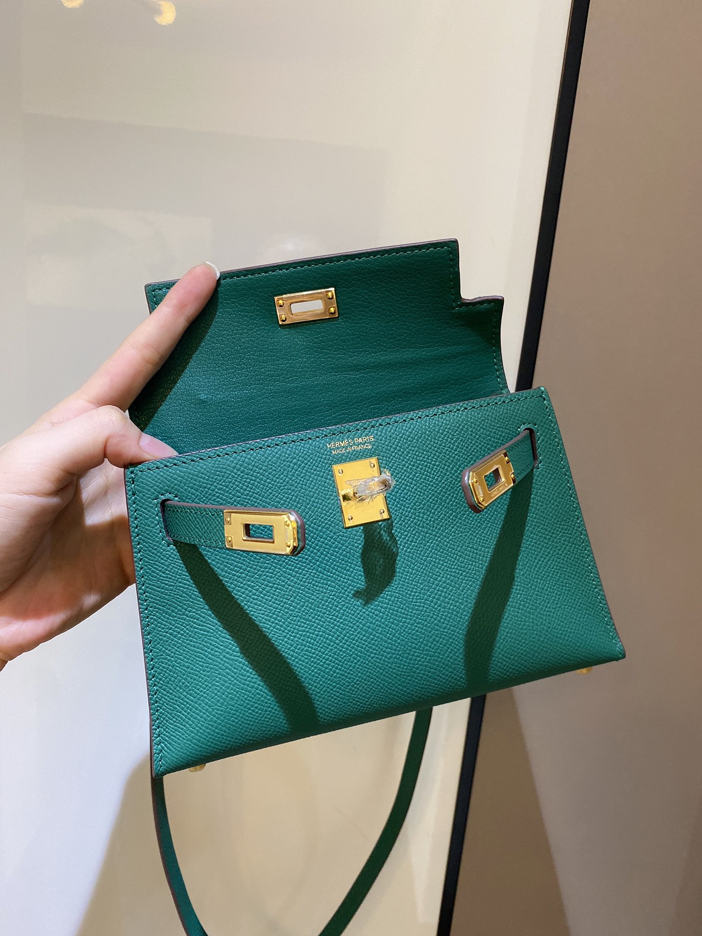 [TOP] HERMES Epsom Kelly Mini 19 CM - Malachite Green & GHW