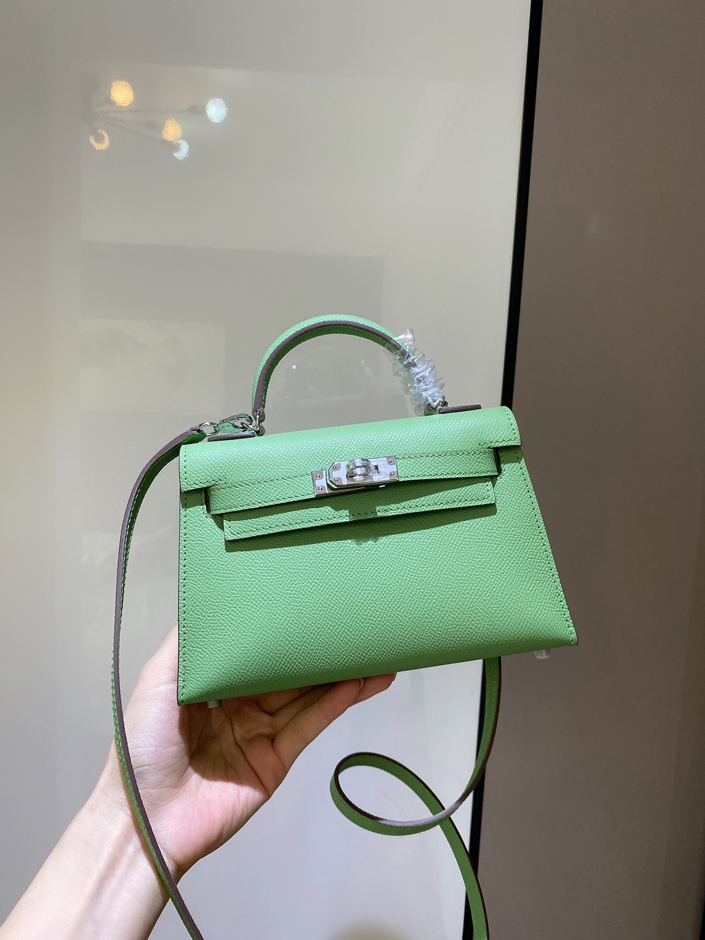 [TOP] HERMES Mini Kelly II Epsom Leather 19cm - Avocado Green