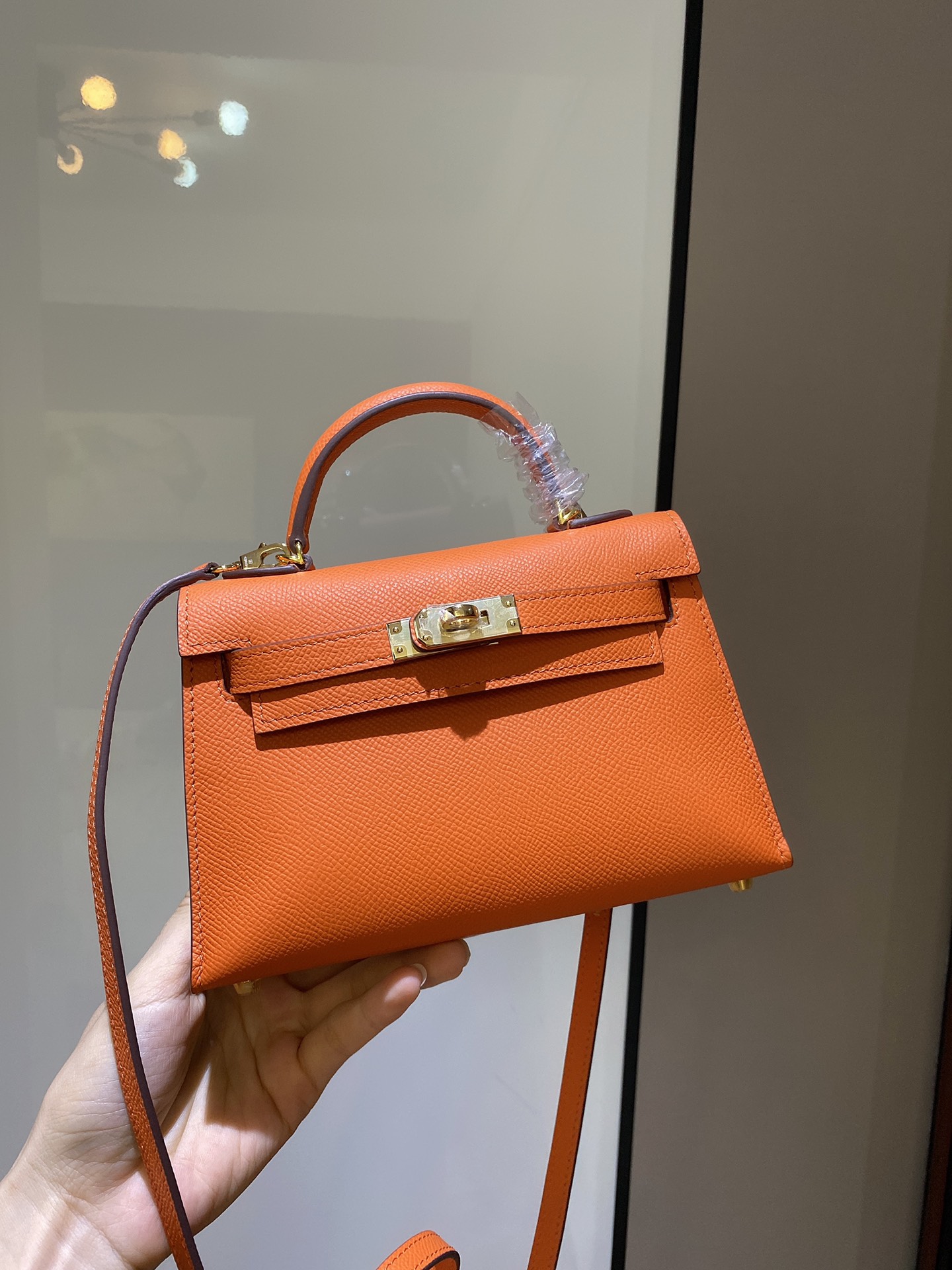 [TOP] HERMES Mini Kelly II Epsom Leather 19cm -  Orange & GHW