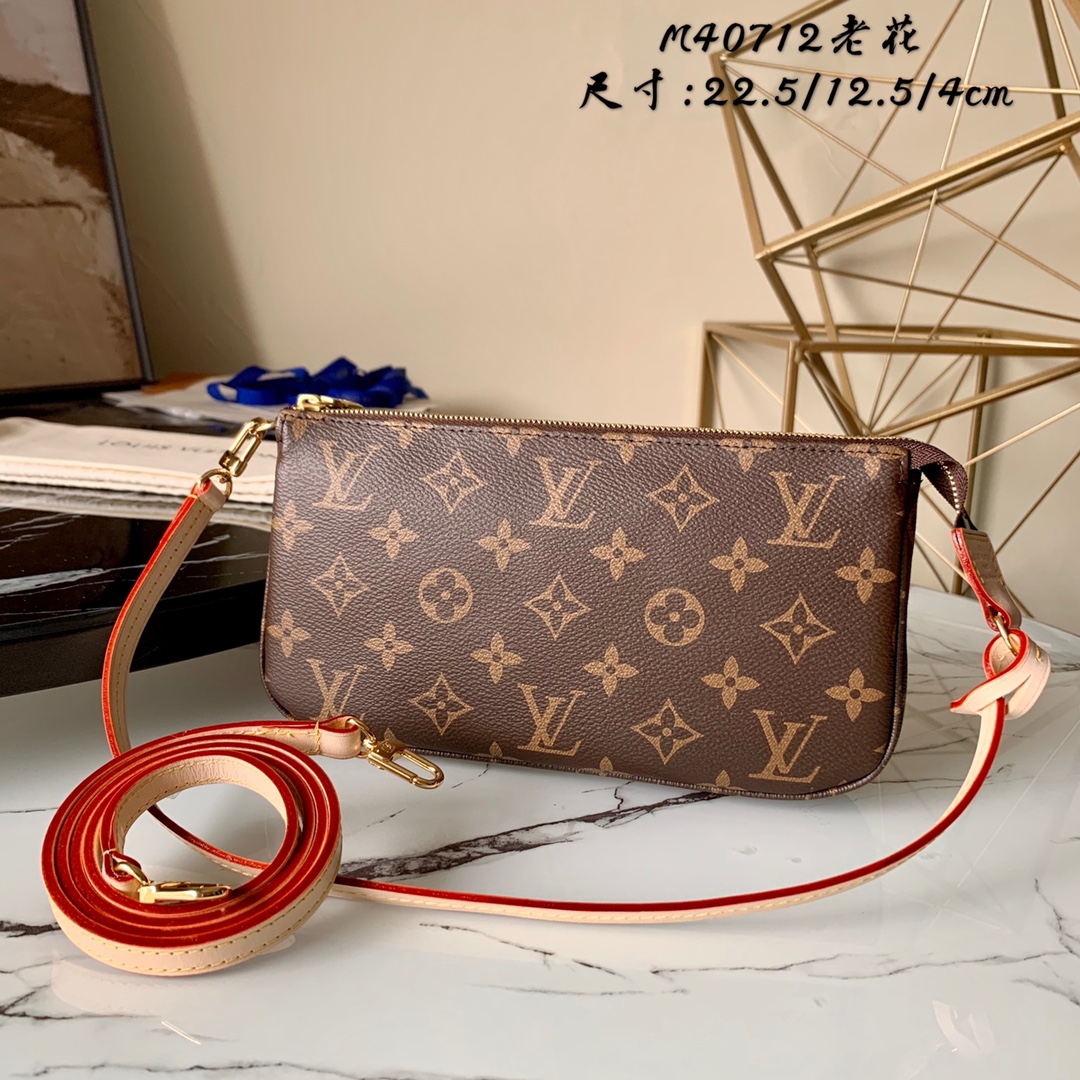 [TOP] Louis Vuitton LV Mini Pochette Accessoires Bags  22.5 x 4 x 12.5 cm- Monogram
