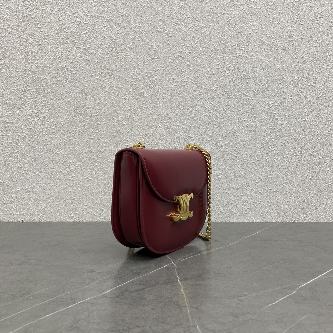 [TOP] CELINE Besace Triomphe Bag 18.5×6×15.5 cm - GHW - Red