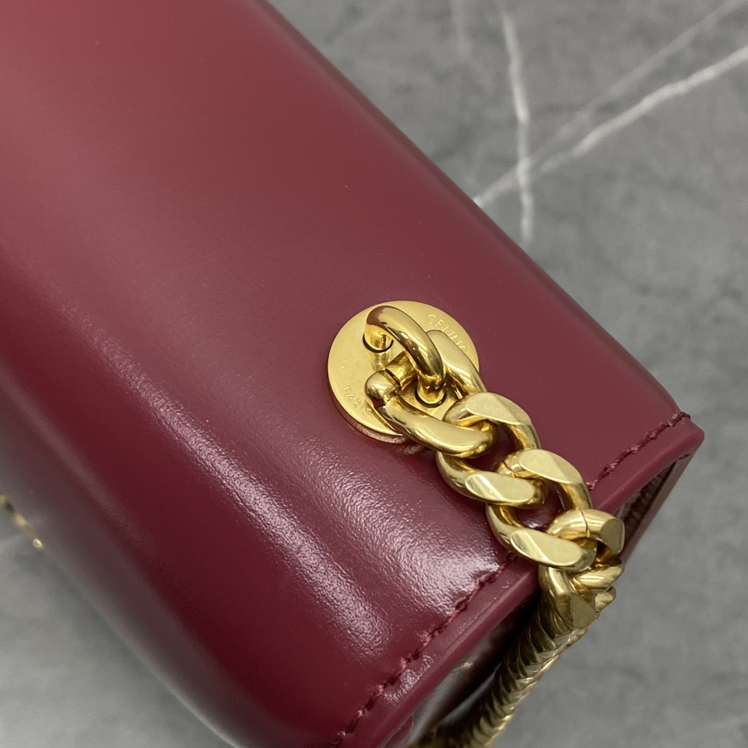 [TOP] CELINE Besace Triomphe Bag 18.5×6×15.5 cm - GHW - Red