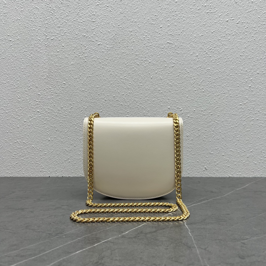 [TOP] CELINE Chain Besace Triomphe Bag 18.5×6×15.5 cm - GHW - White