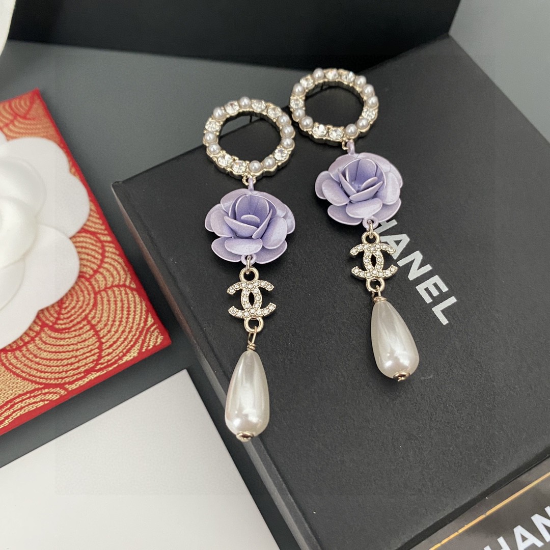 [TOP] CHANEL Flower Pearl Stud Earrings - 2 Colors
