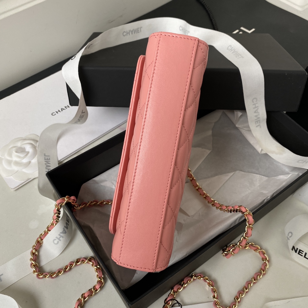 [TOP] CHANEL Flap Kelly Enamel Pearl Wrist Chain Bag Enamel Top Handle 10×18×4.5cm - Red