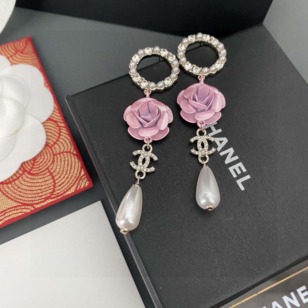 [TOP] CHANEL Flower Pearl Stud Earrings - 2 Colors