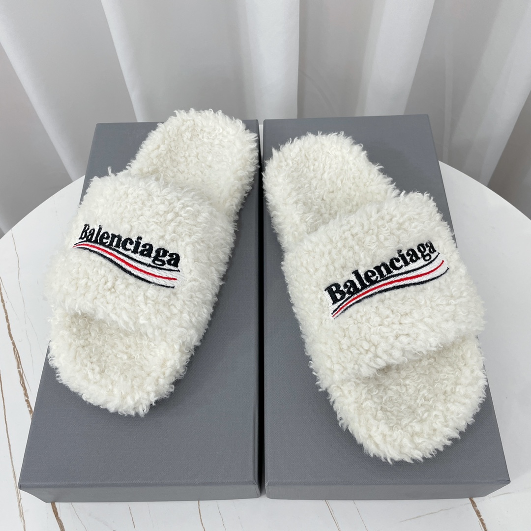 [TOP] BALENCIAGA Fur Slides - 3 Colors