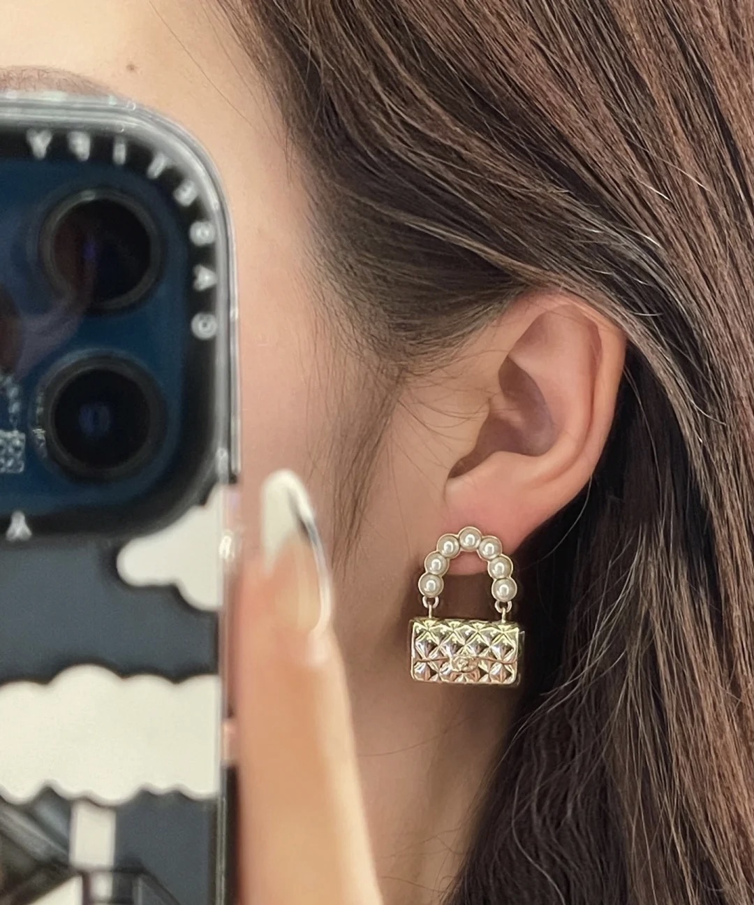 [TOP] CHANEL Double C Bag Earrings