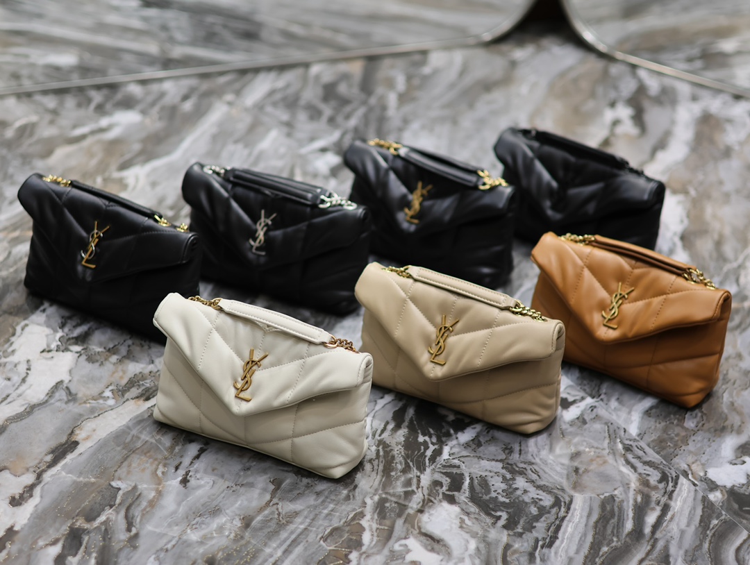 [TOP] Yves Saint Laurent YSL LouLou Puffer Double Chains Bag Small - 7 Colors