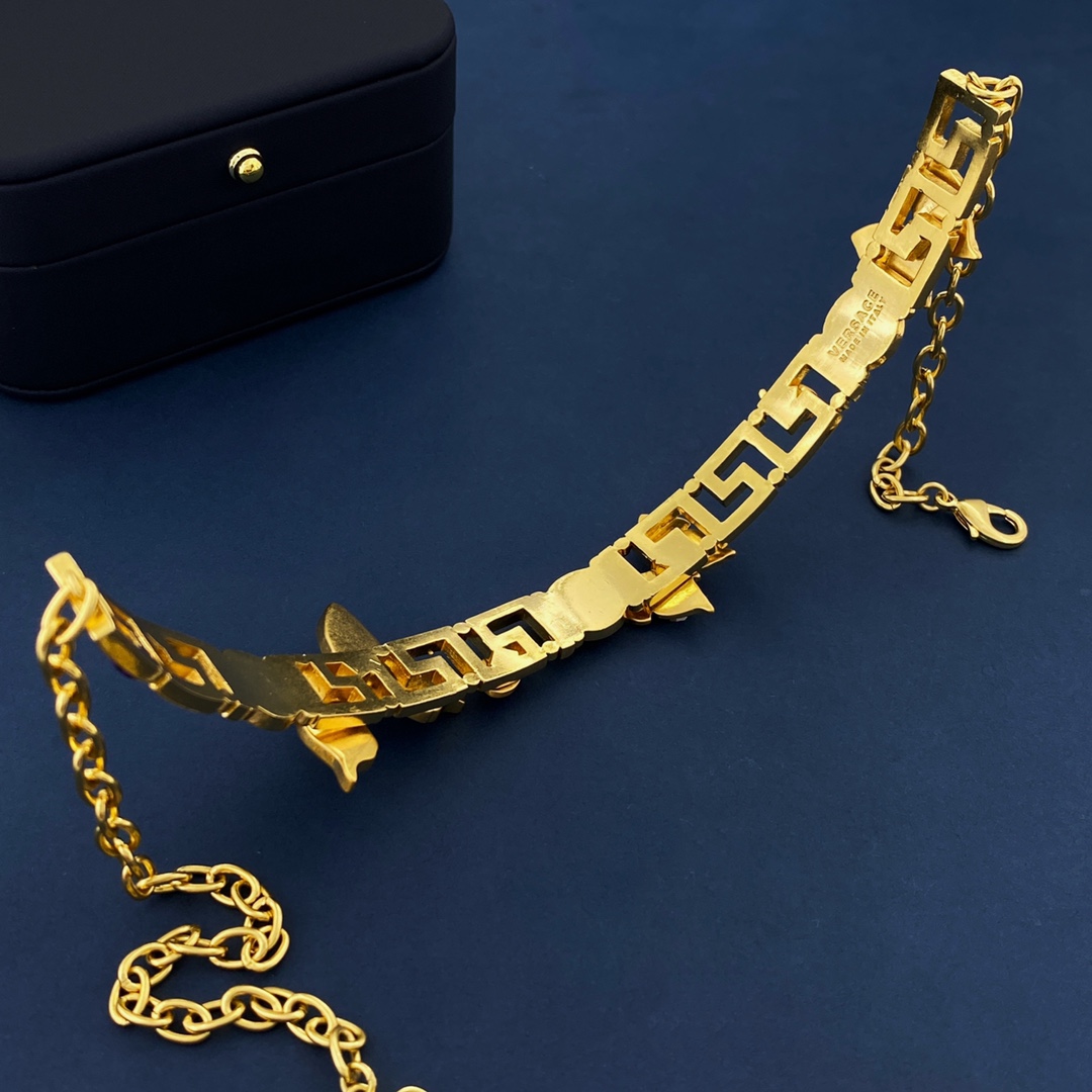 [TOP] VERSACE Tussauds Human Face Matt Choker Necklace