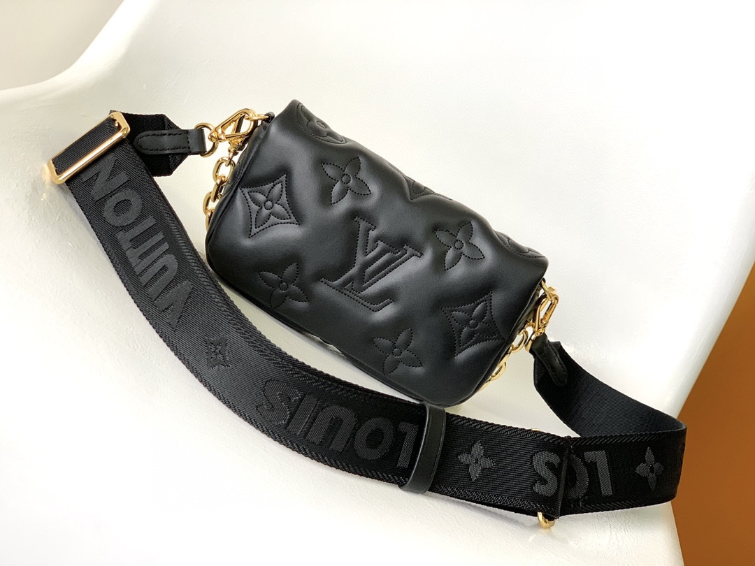 [TOP] Louis Vuitton LV  Soft Padded Calfskin Embroidered Classic Monogram  Wallet - Black