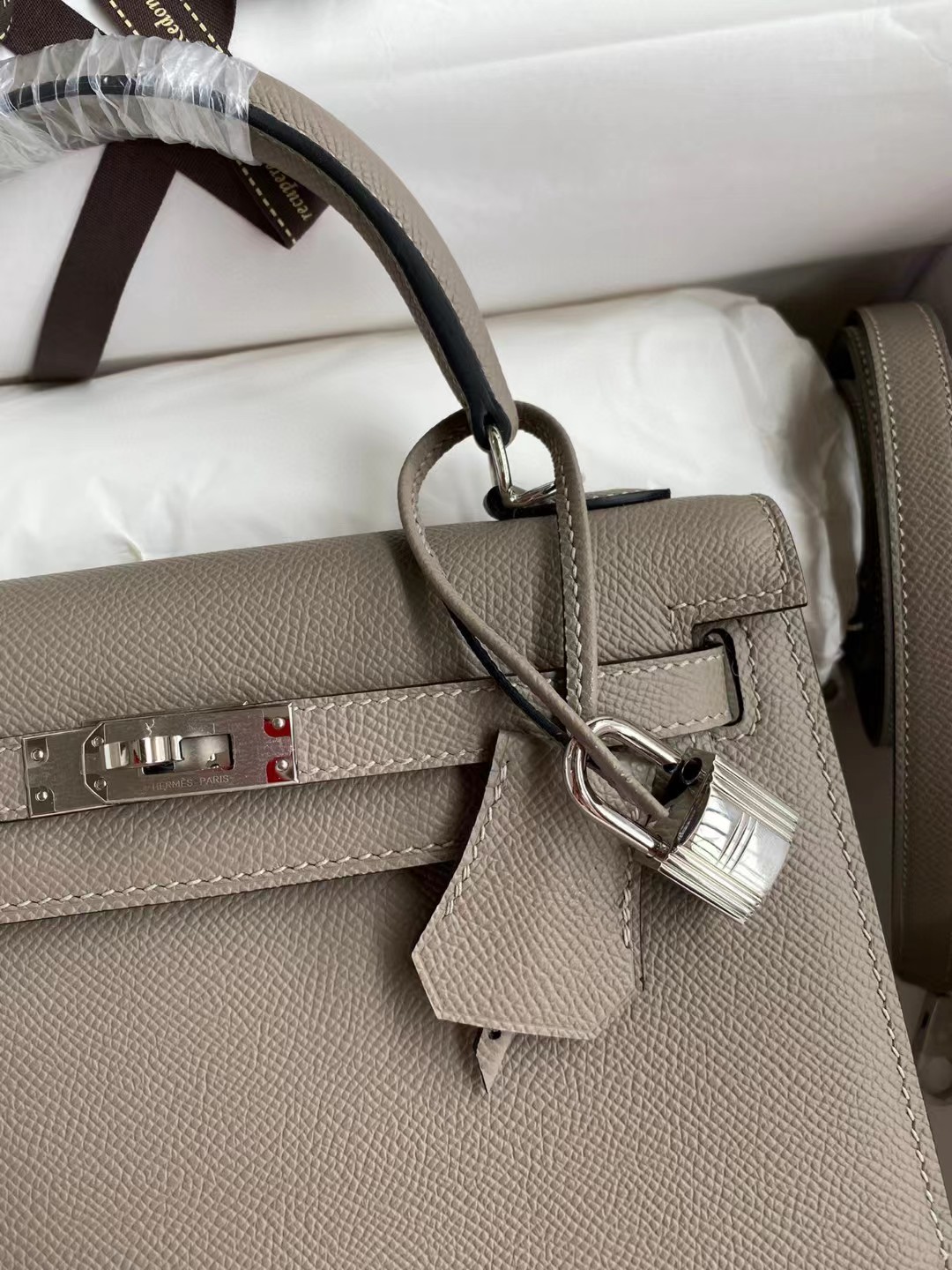 [TOP] HERMES Epsom Kelly 25CM - Dark Grey & SHW
